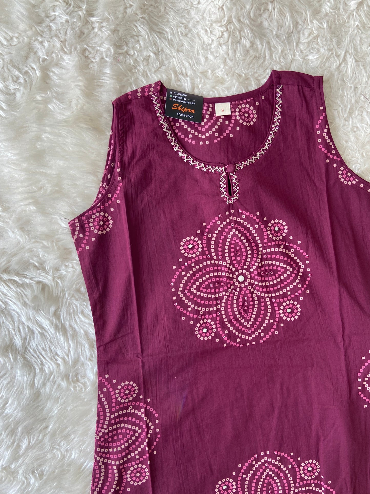 Pure Cotton Sleeveless Kurti Pant Set