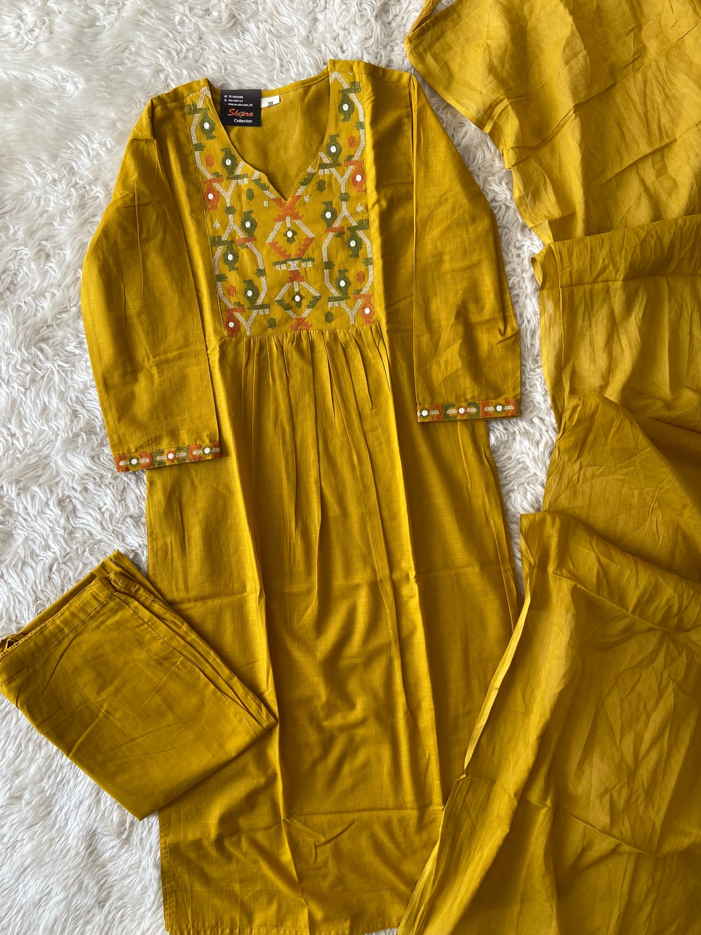 Mul Cotton Kurti Pant Dupatta Set