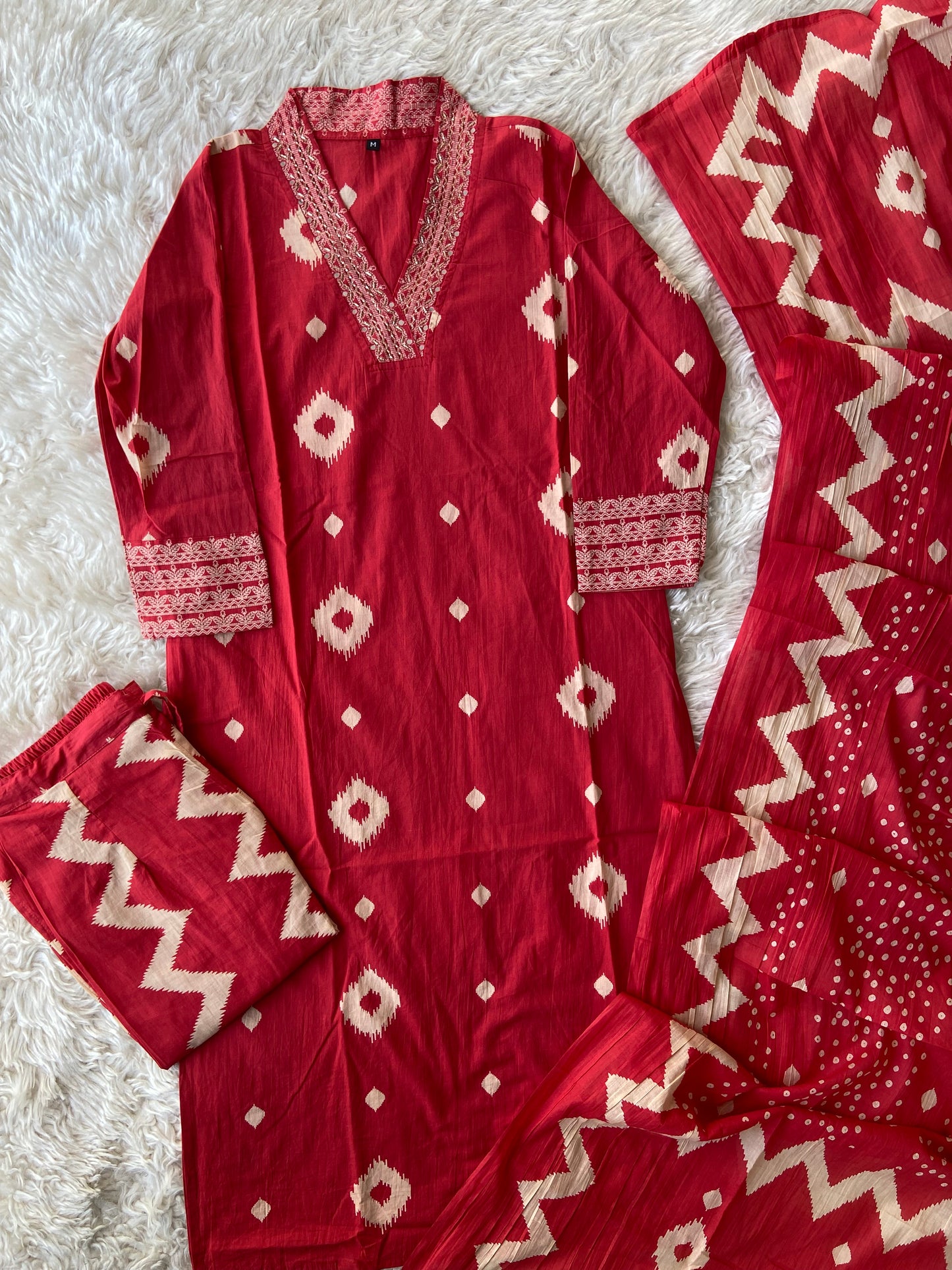 Pure Cotton Kurti Pant Dupatta Set