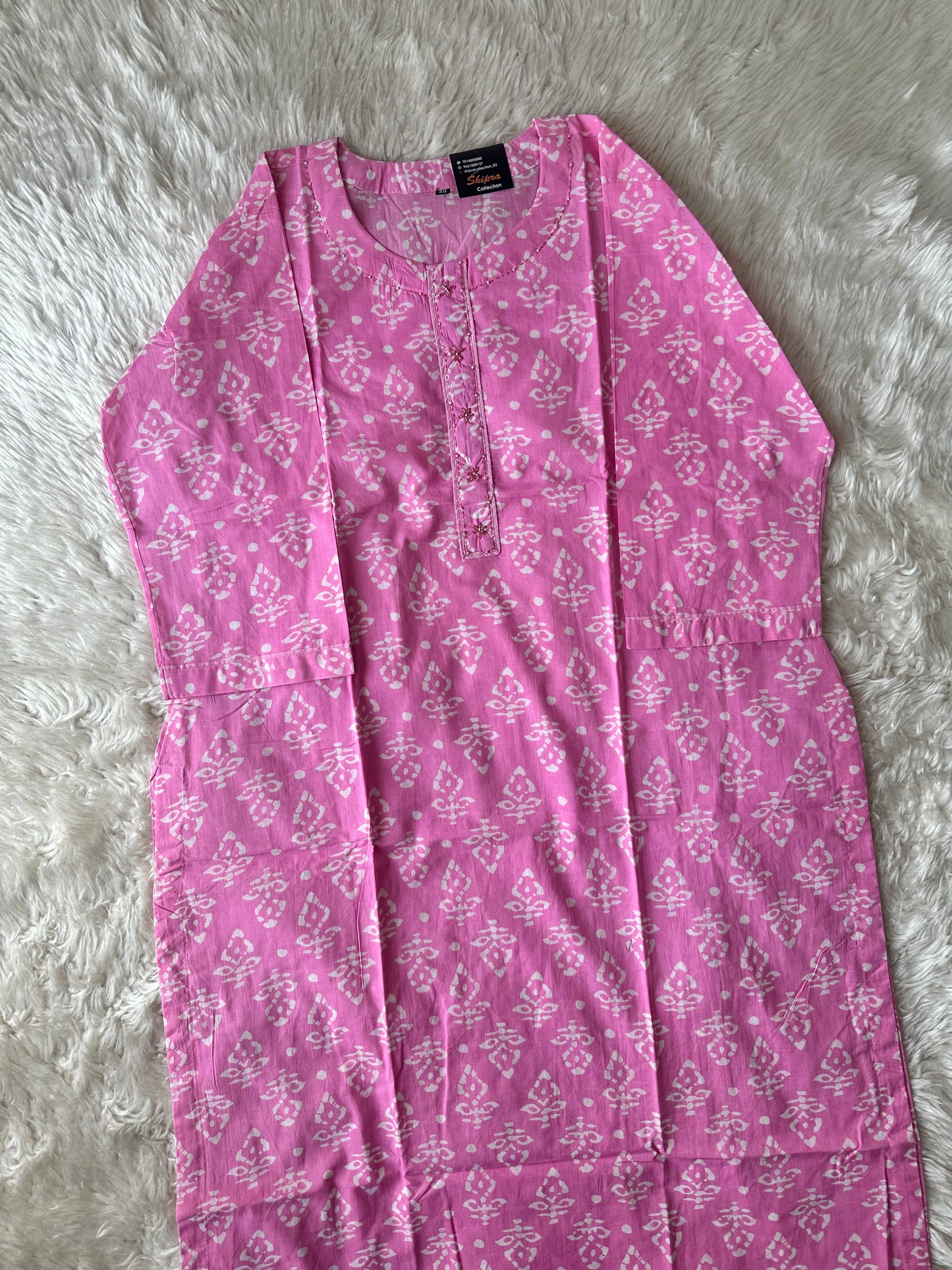 Breathable Cotton Kurti Pant Cotton Dupatta Set