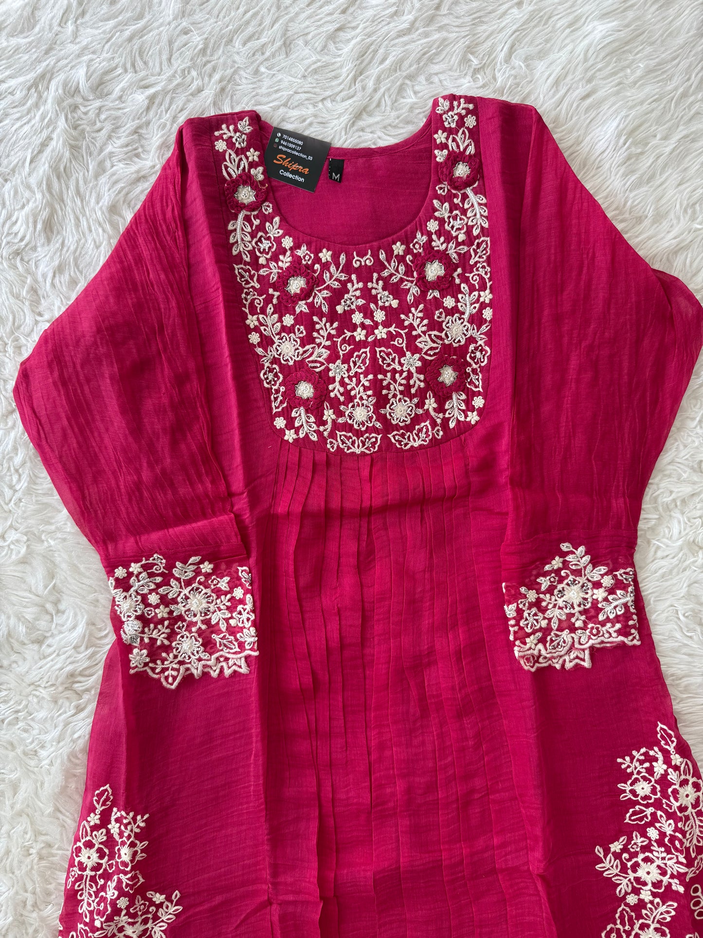Mul Chanderi Kurti Pant Dupatta Set