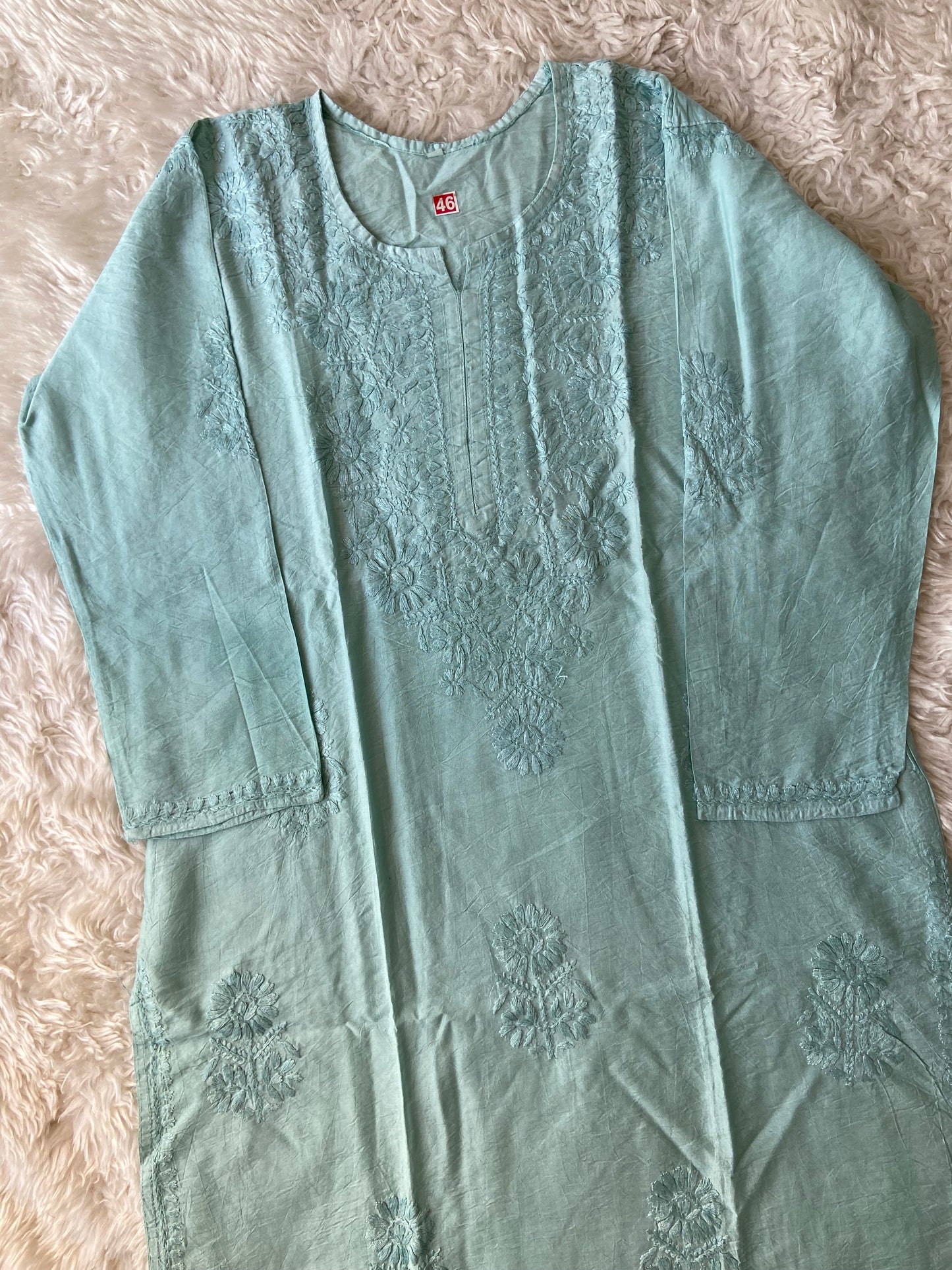 Muslin Silk Chikankari kurti