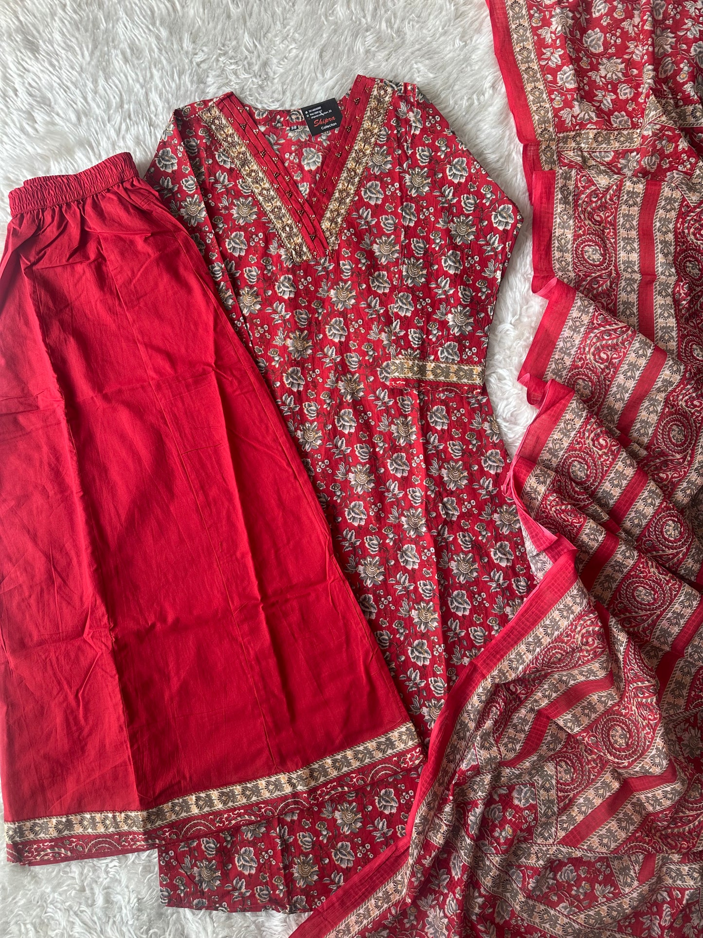 Premium Cotton Kurti Plazo Dupatta Set