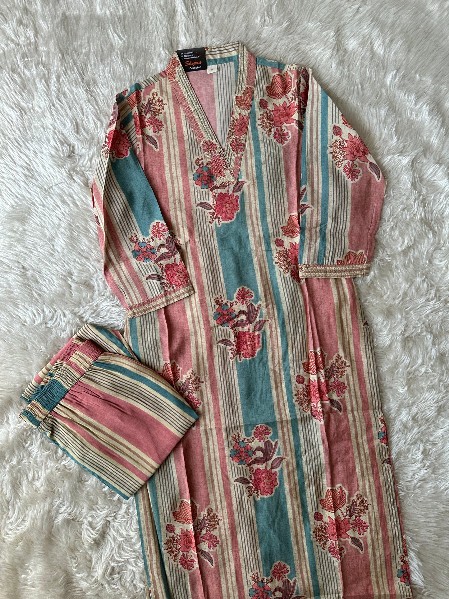 Pure Muslin Silk Kurti Pant Set