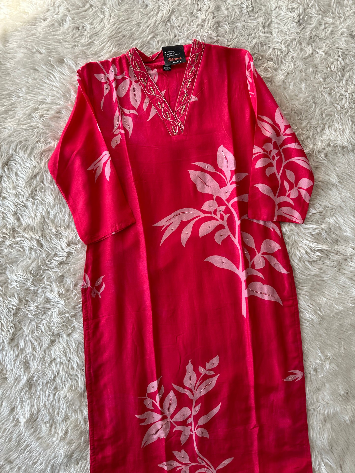 Russian Silk Kurti Pant Dupatta Set