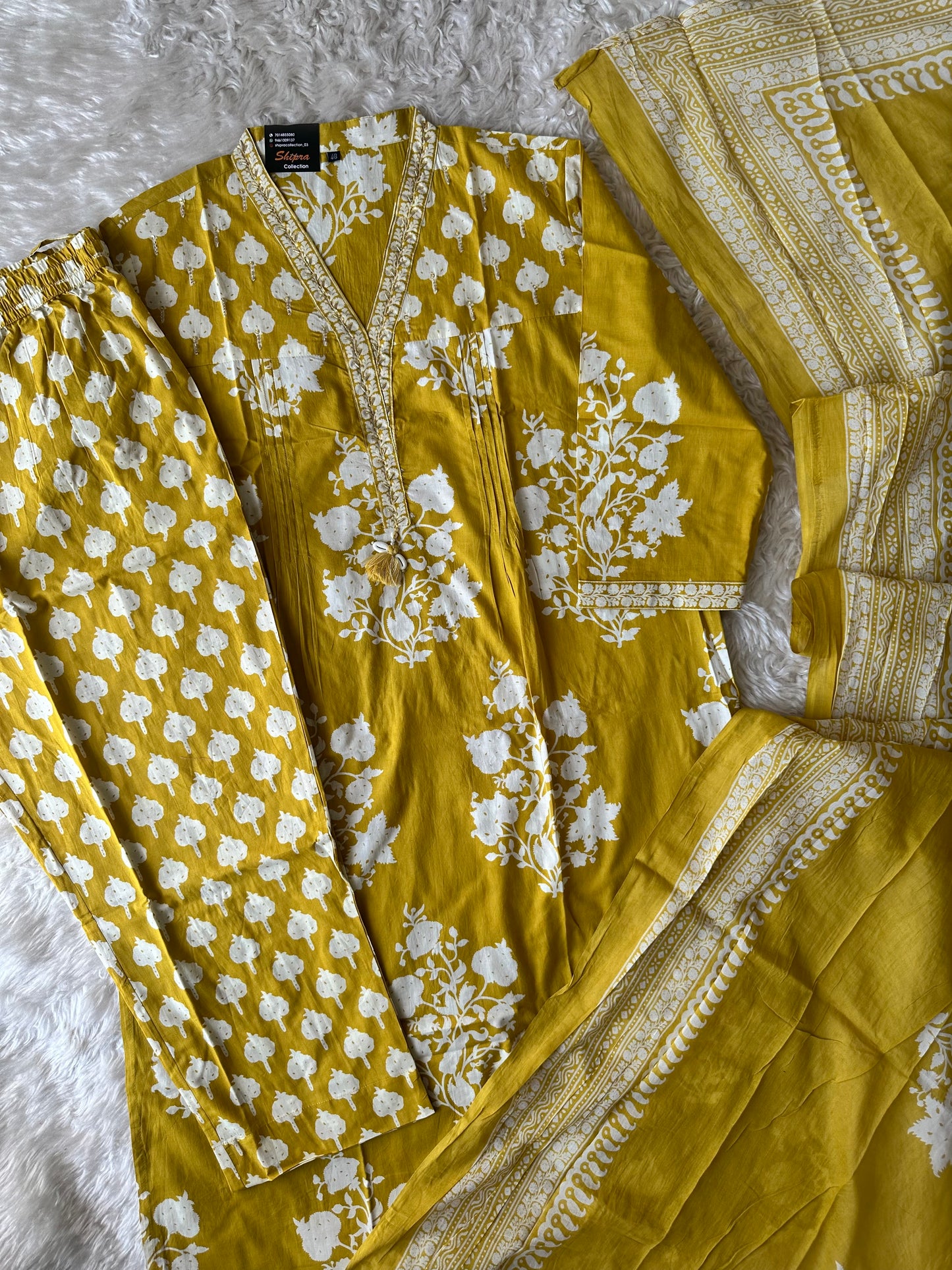 Breathable Cotton Kurti Pant Cotton Dupatta Set