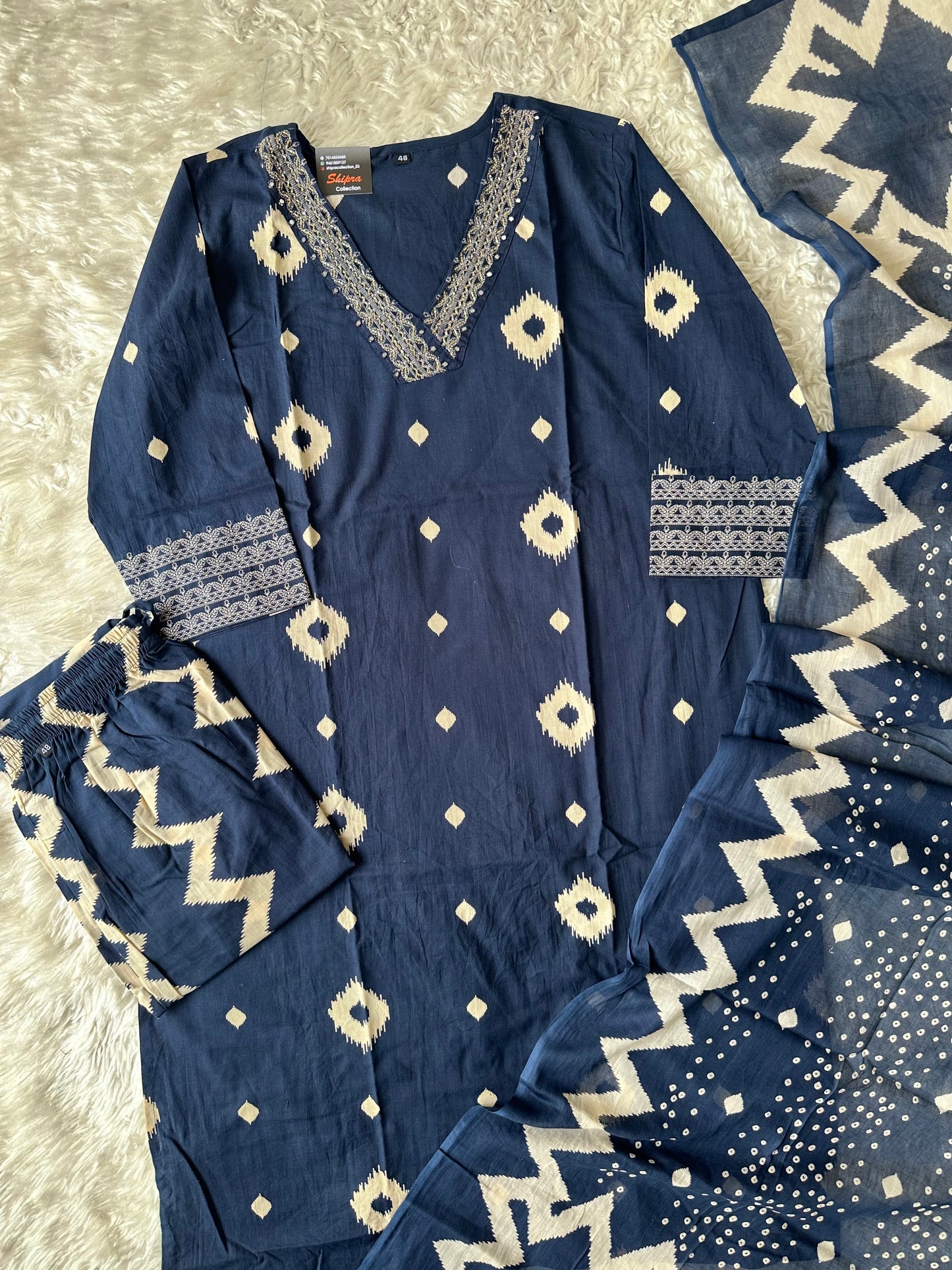 Pure Cotton Kurti Pant Dupatta Set