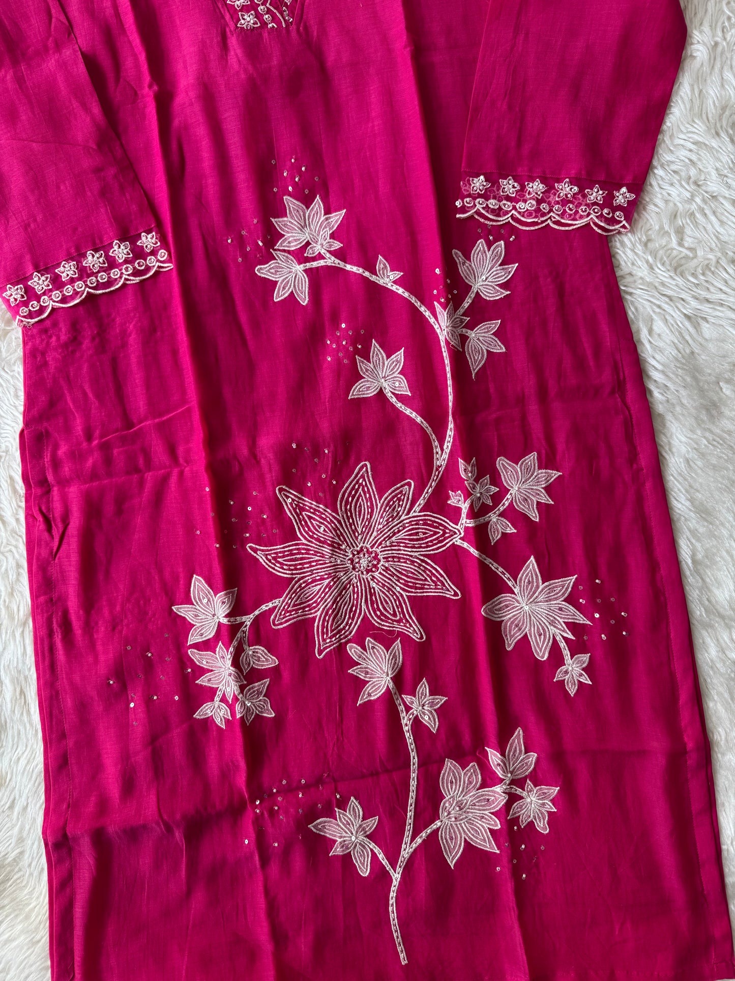 Pure Mul Chanderi Kurti Pant Dupatta Set