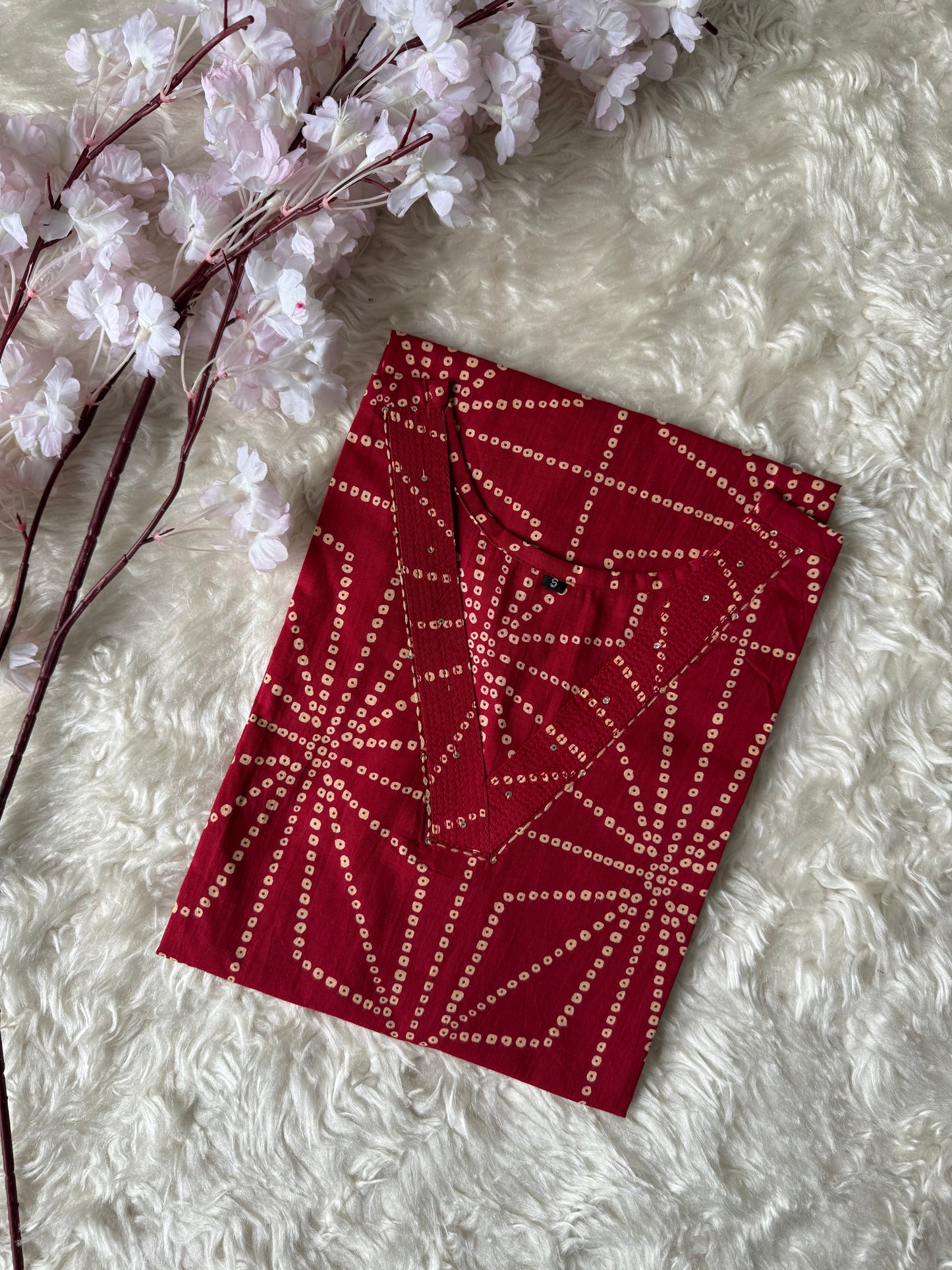 Premium Cotton Bandhej Kurti