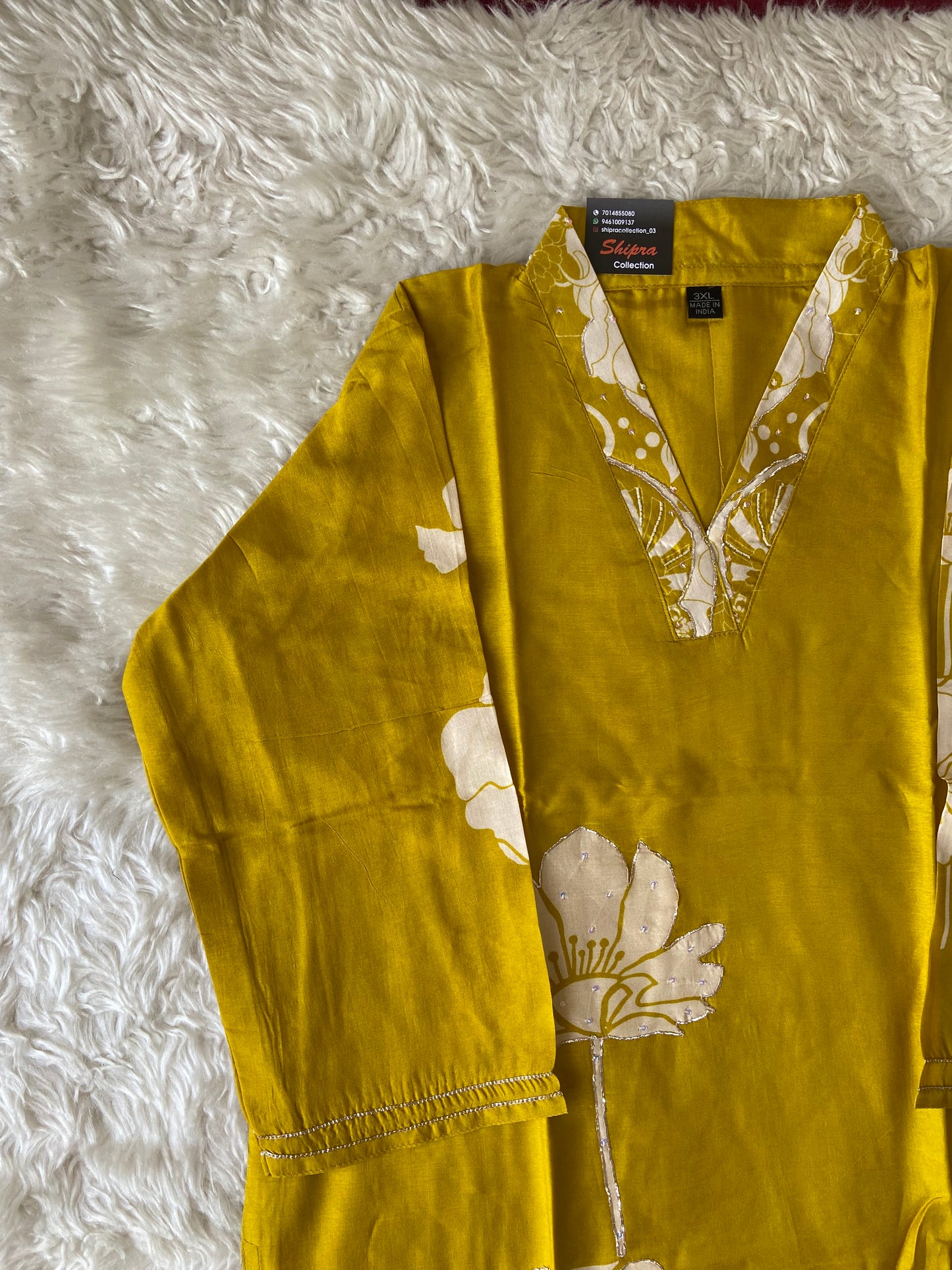 Plus Size Russian Silk Kurti Pant Dupatta Set