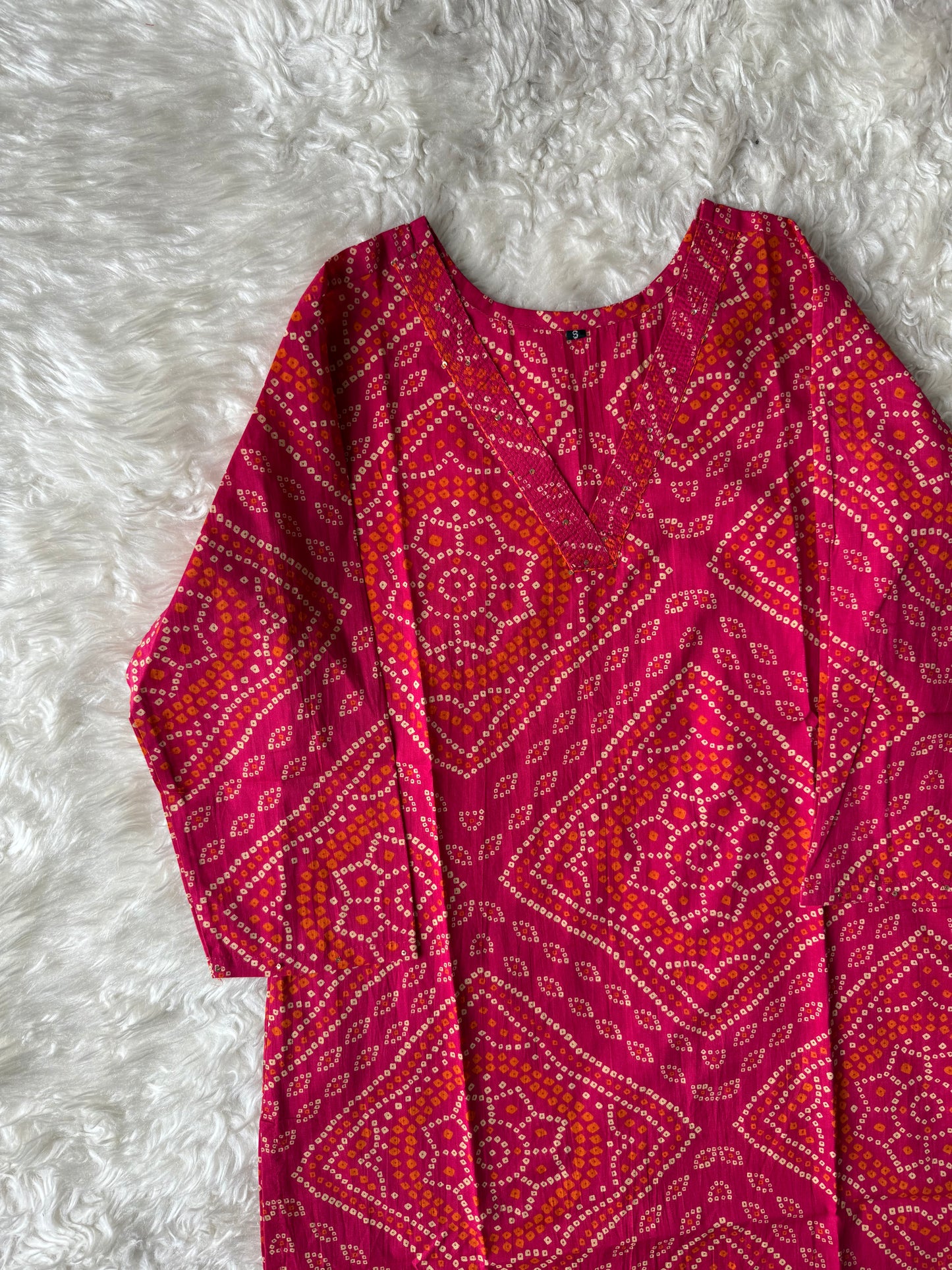 Premium Cotton Bandhej Kurti