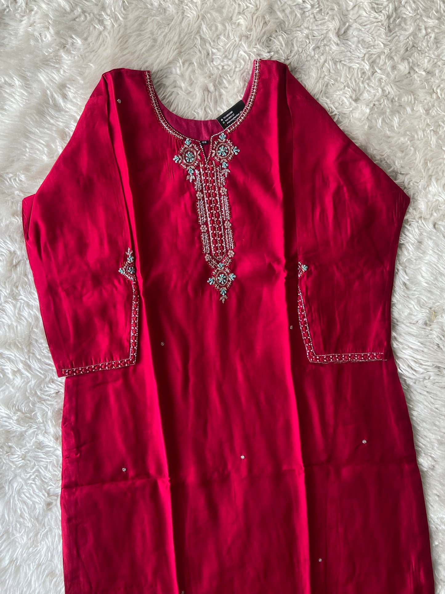Plus Size Roman Silk Kurti Pant Dupatta Set