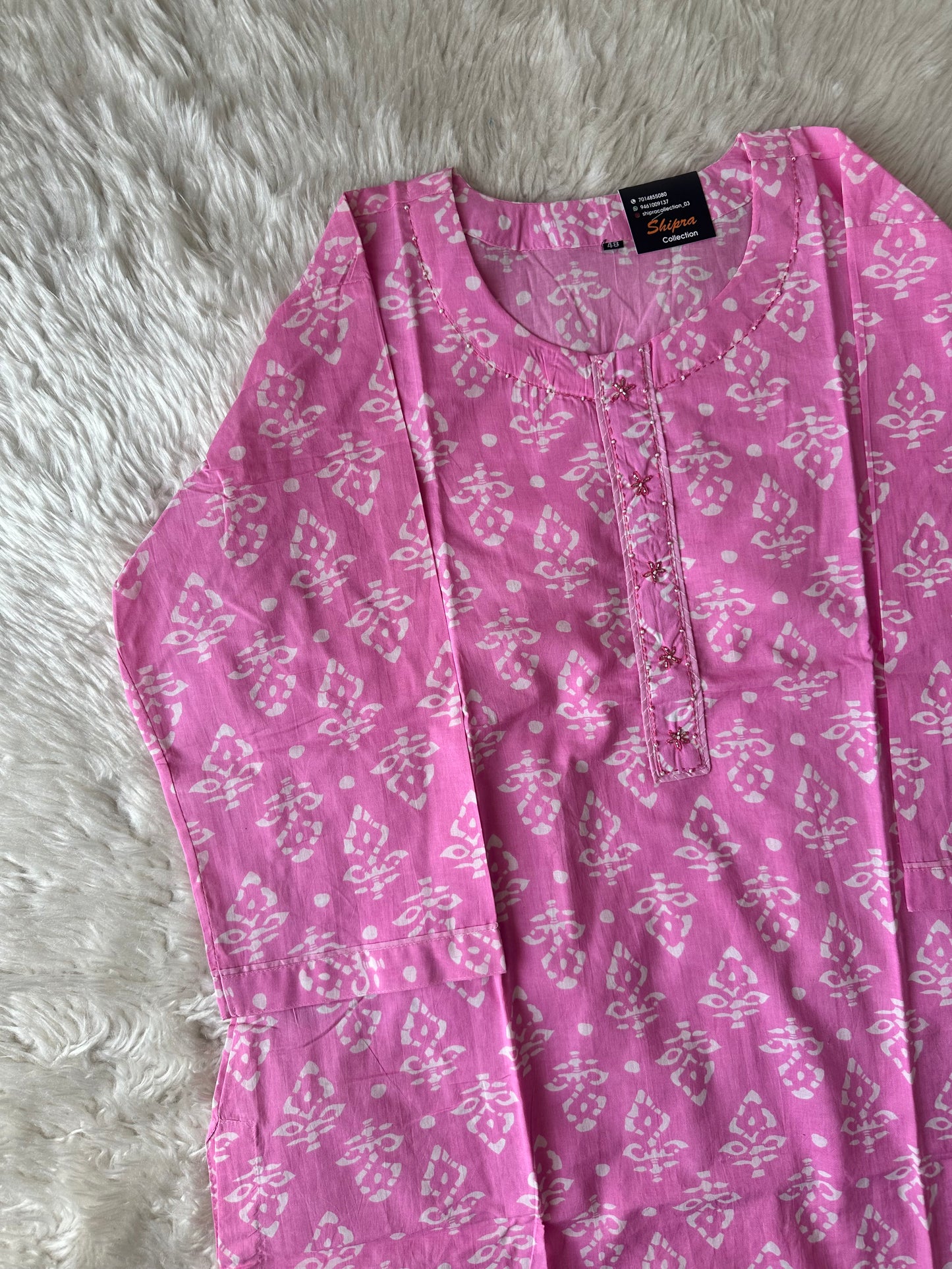 Breathable Cotton Kurti Pant Cotton Dupatta Set