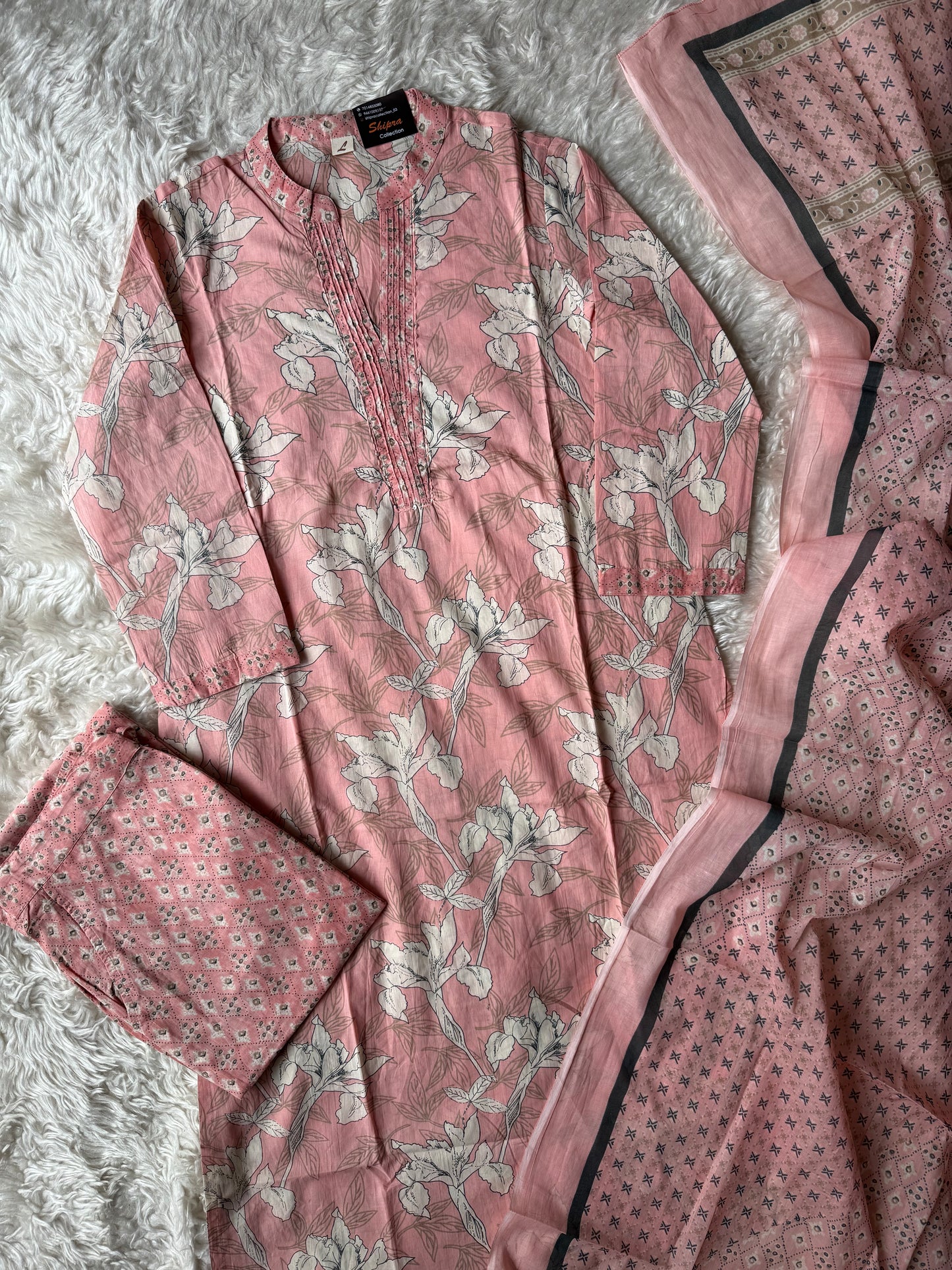 Pure Cotton Kurti Pant Dupatta Set