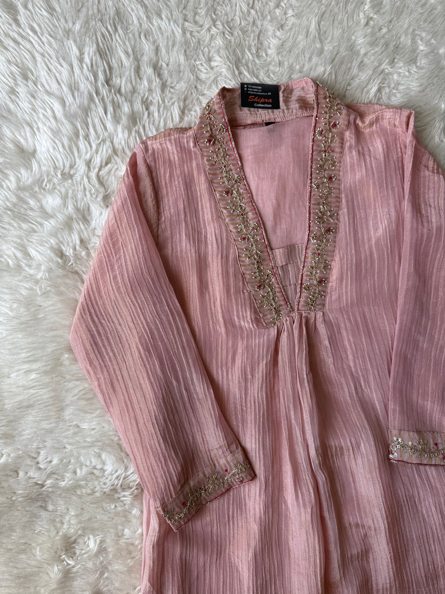 Pure Mul Chanderi Kurti Pant Dupatta Set
