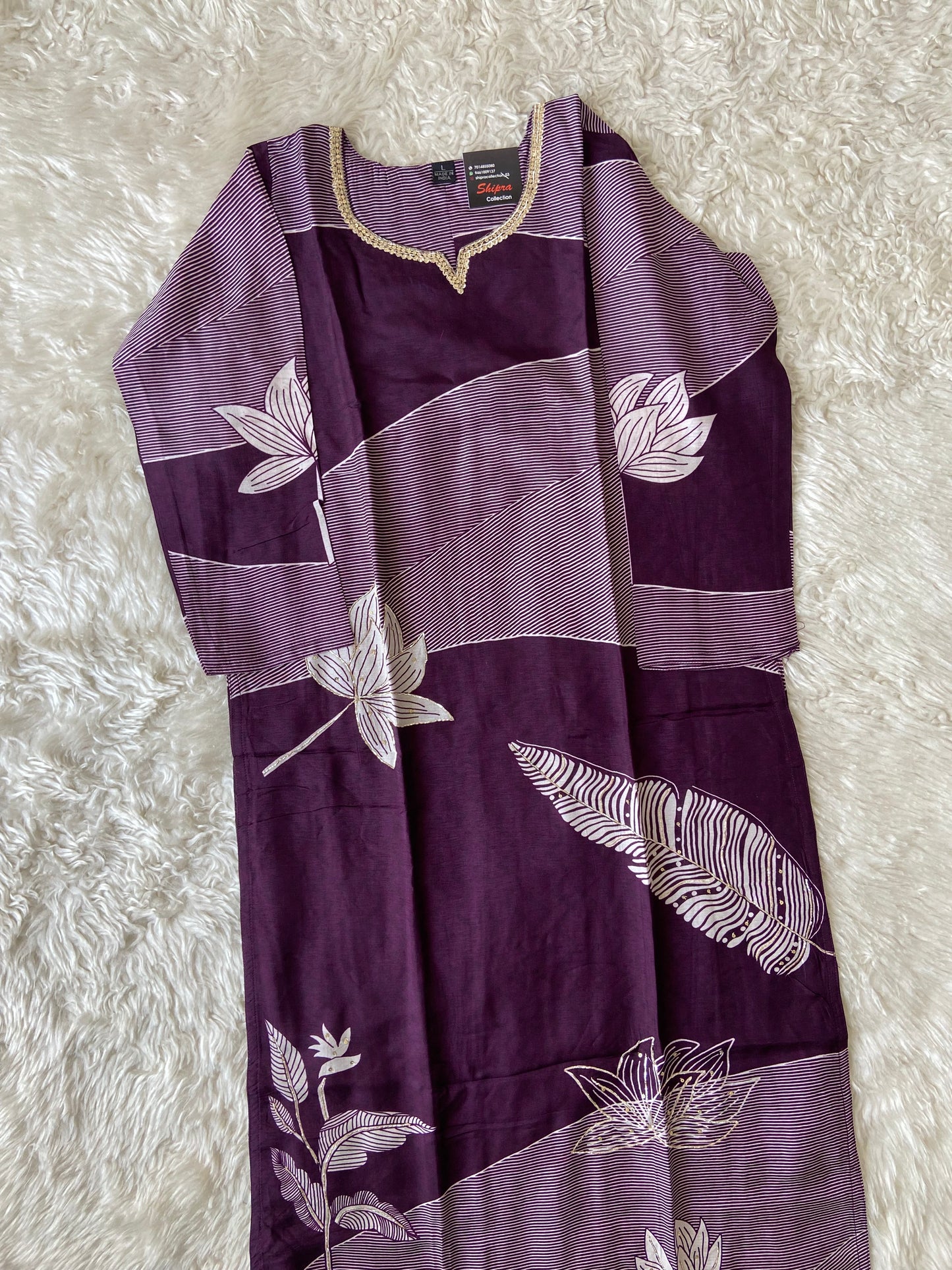 Russian Silk Kurti Pant Dupatta Set