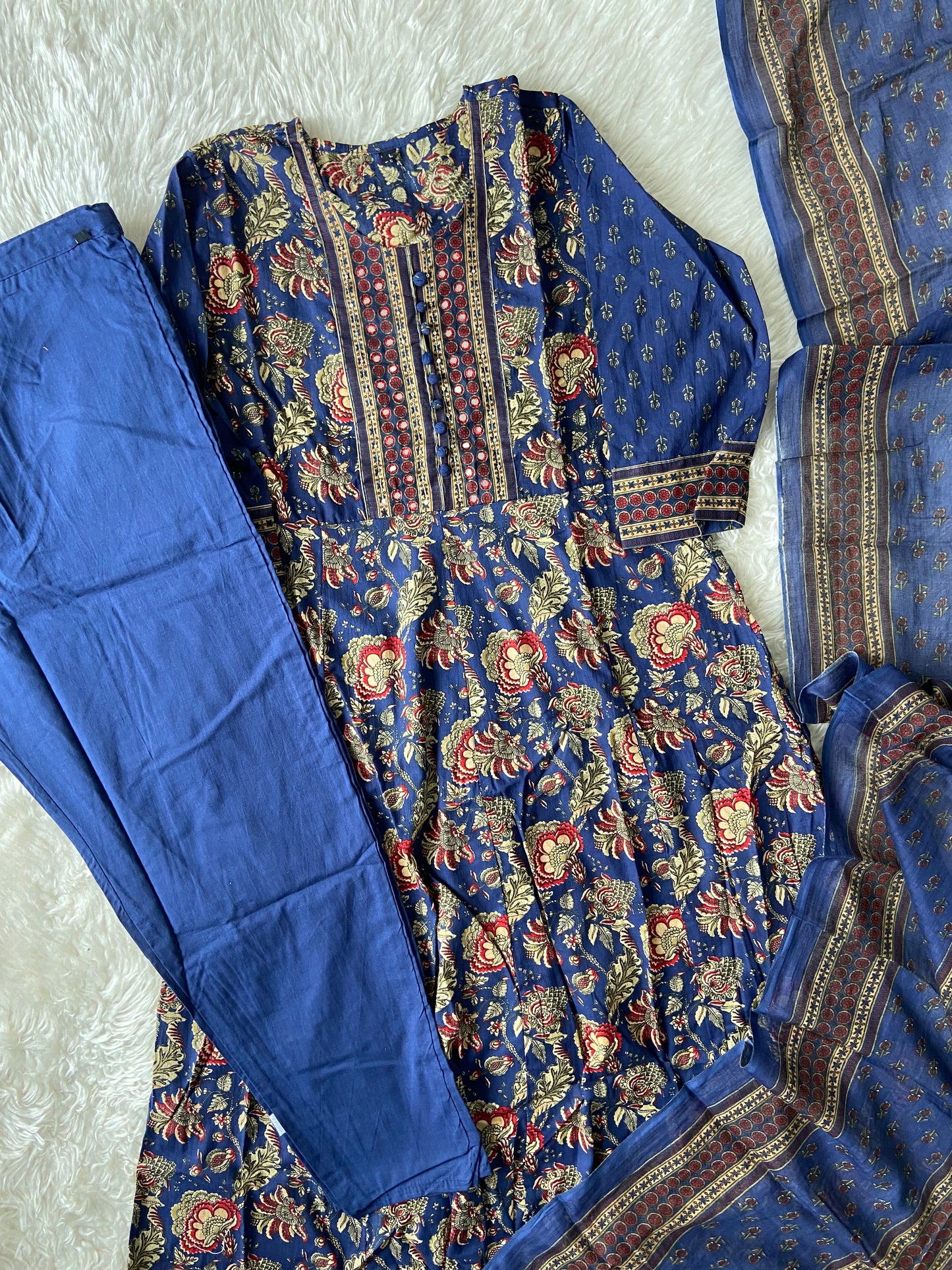 Budget Friendly Flare Kurti Pant Dupatta Set