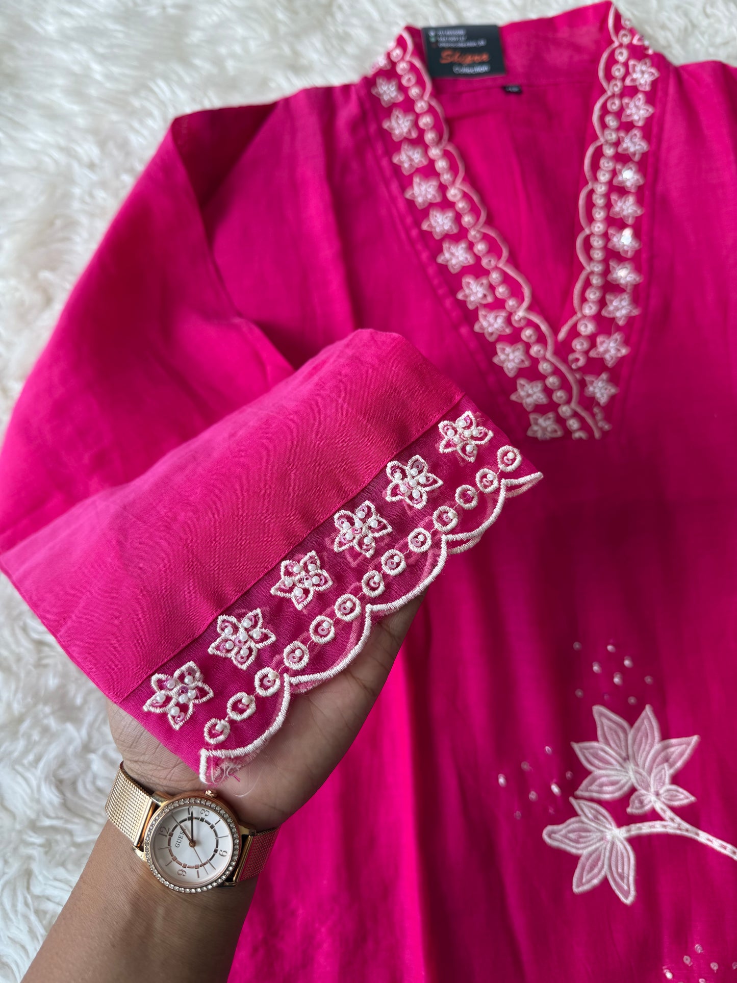 Pure Mul Chanderi Kurti Pant Dupatta Set