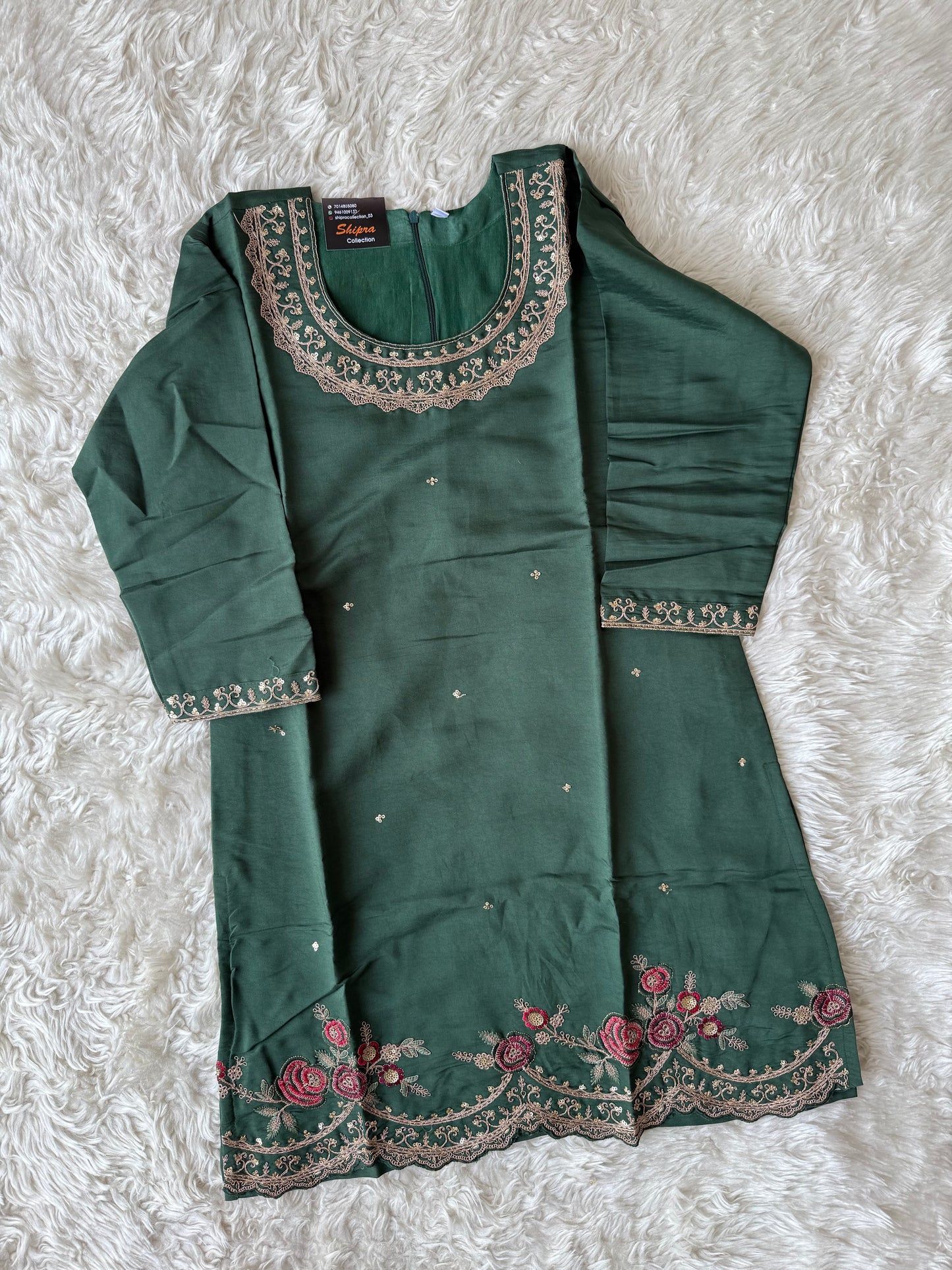 Muslin Silk Kurti Sharara Dupatta Set
