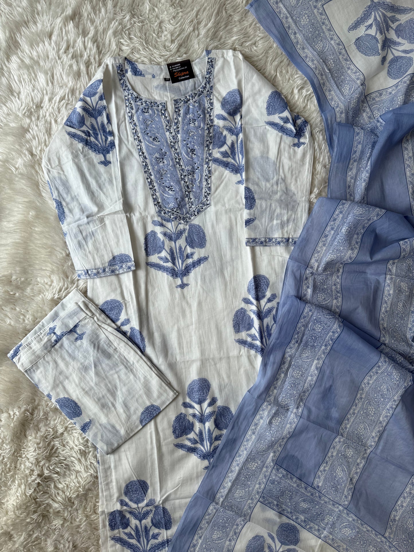 Premium Cotton Kurti plazo Dupatta Set