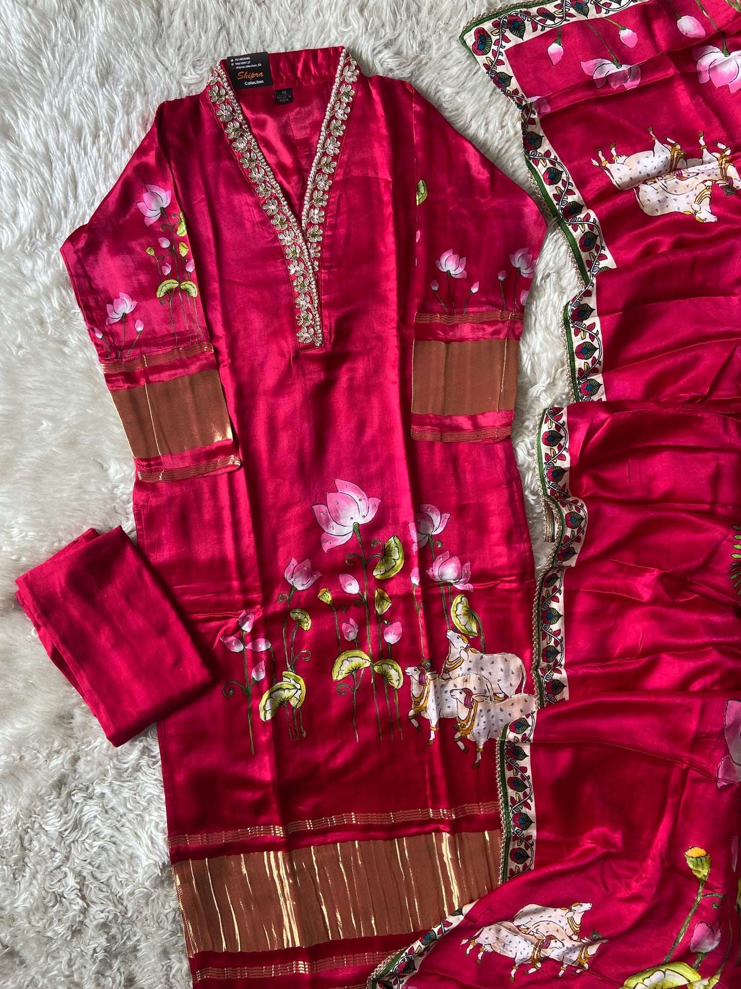 Gazi Silk Kurti Pant Dupatta Set