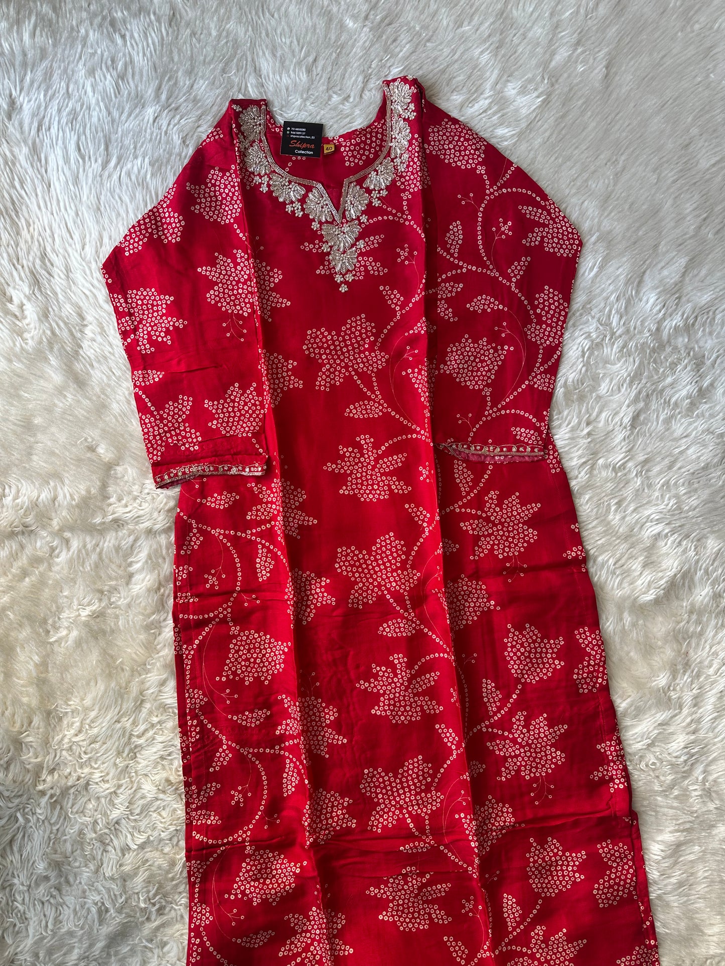 Pure Silk Kurti Pant Organza Dupatta Set