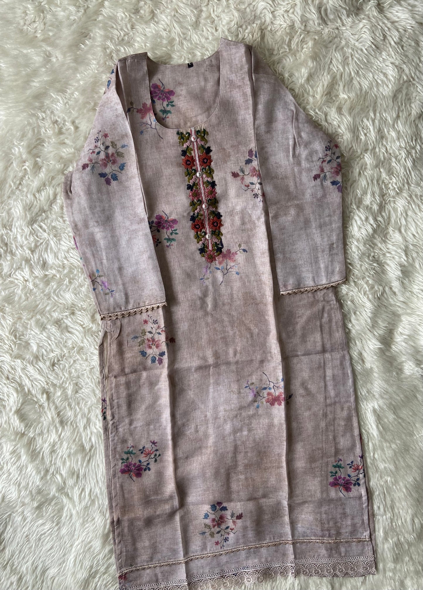 Linen Kurti Pant Dupatta Set