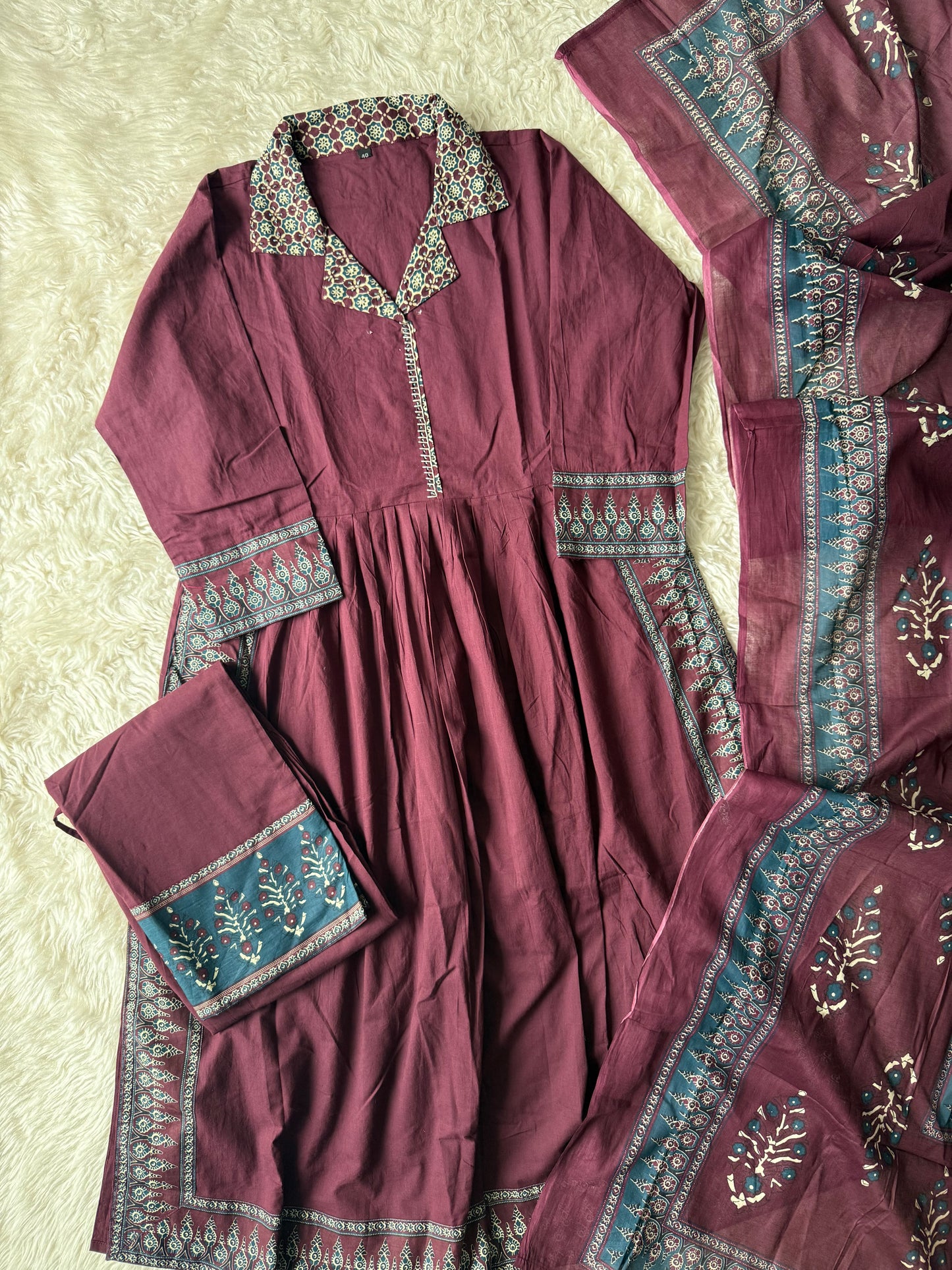 Premium Cotton Kurti Plazo Dupatta Set