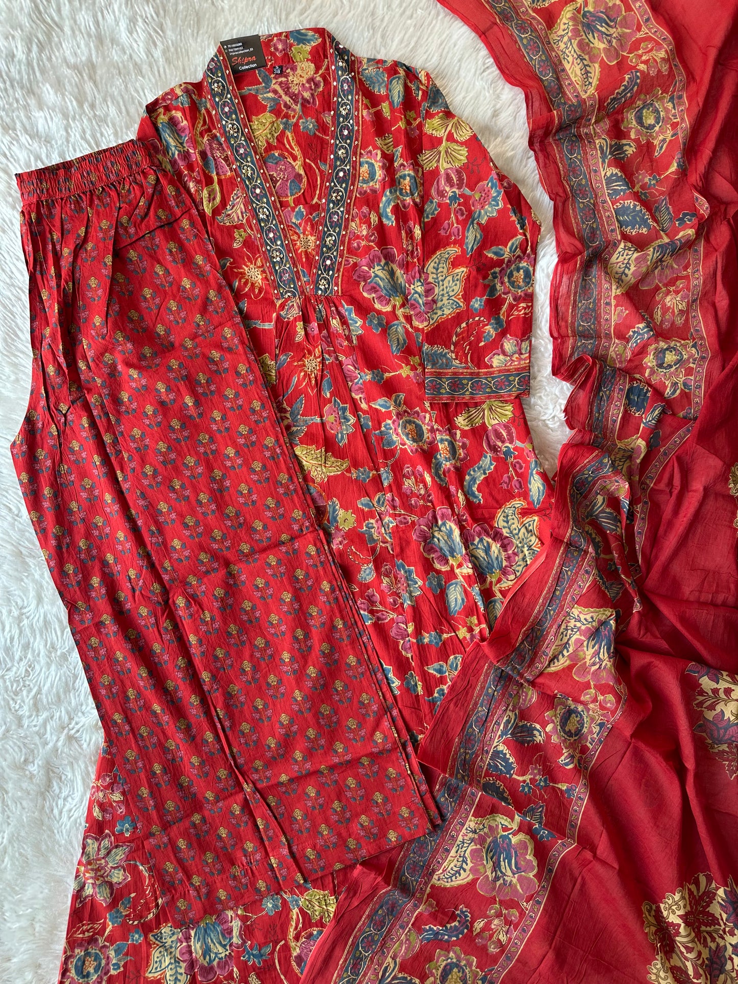 Premium Cotton Kurti Plazo Dupatta Set