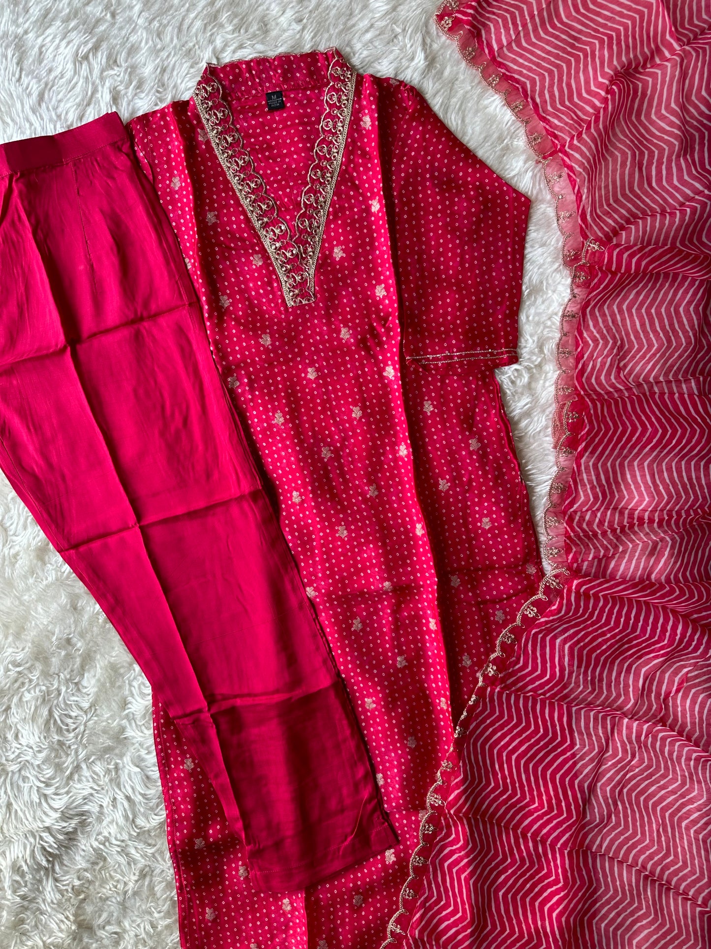 Pure Silk Kurti Pant Organza Dupatta Set