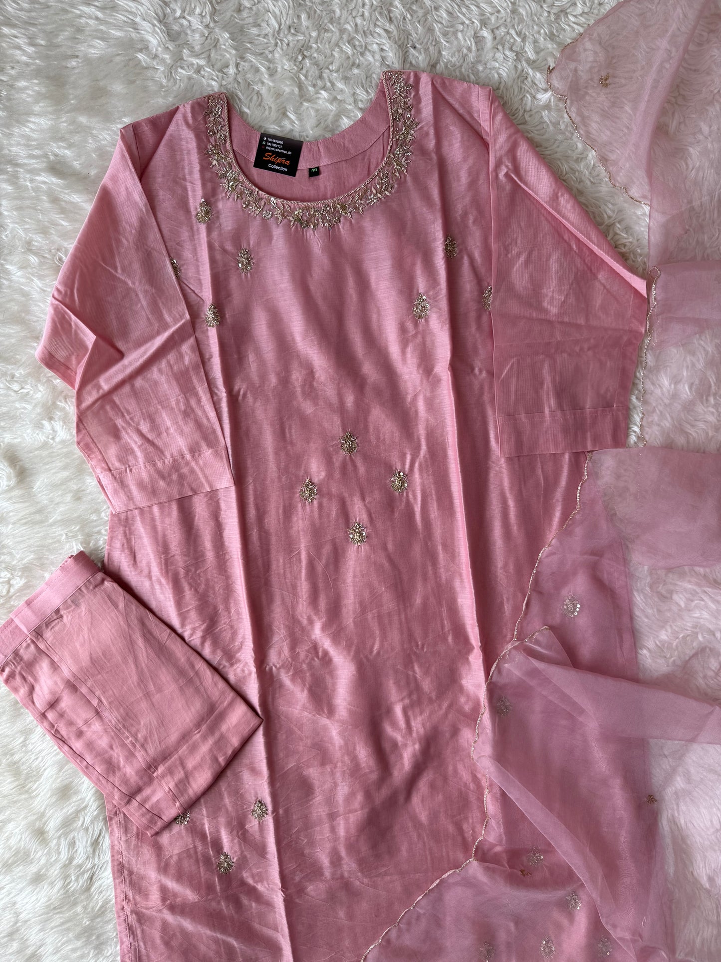 Chanderi Silk Kurti Pant Dupatta Set