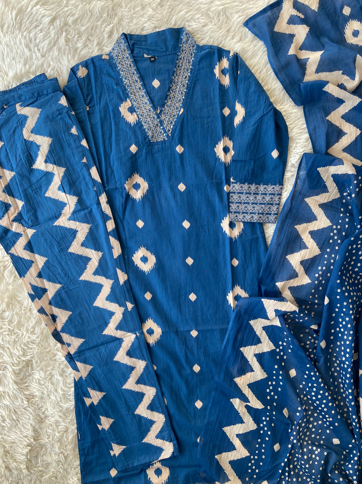 Pure Cotton Kurti Pant Dupatta Set
