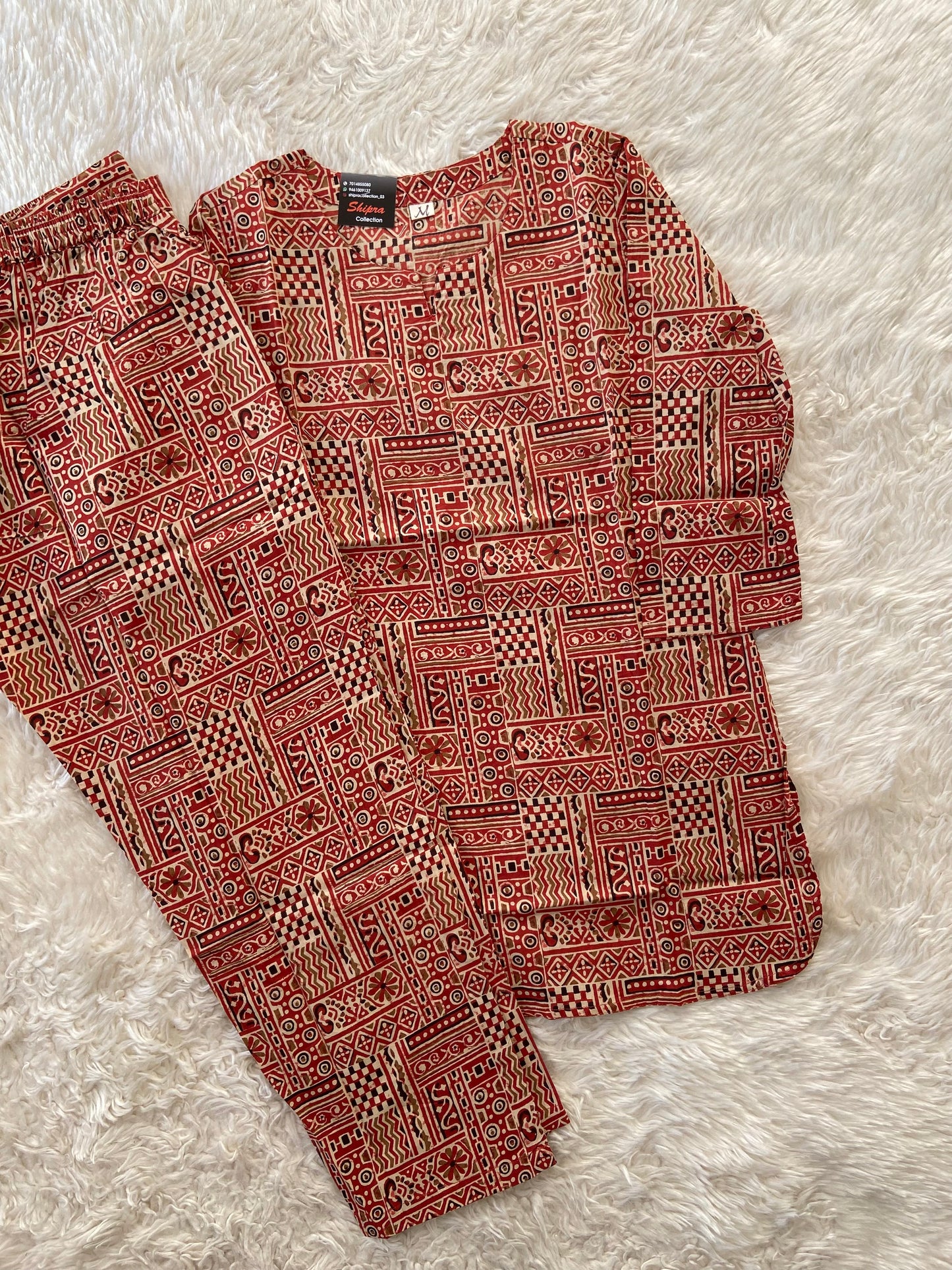 Plus Size Kalamkari Print Lounge Wear