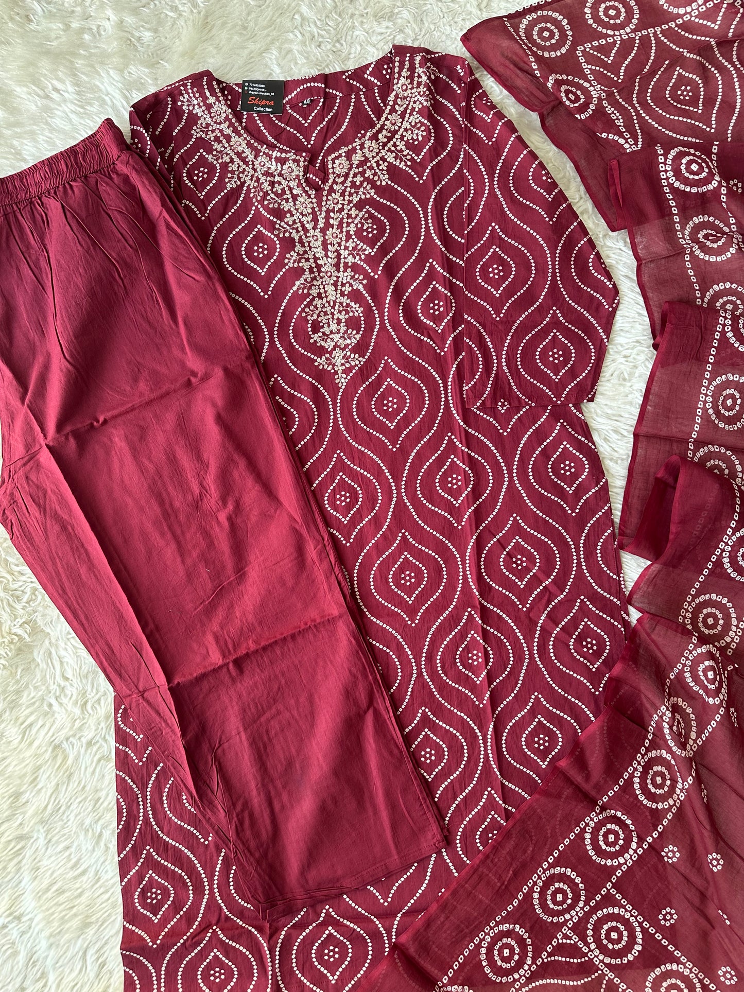 Premium Cotton Kurti Pant Dupatta Set