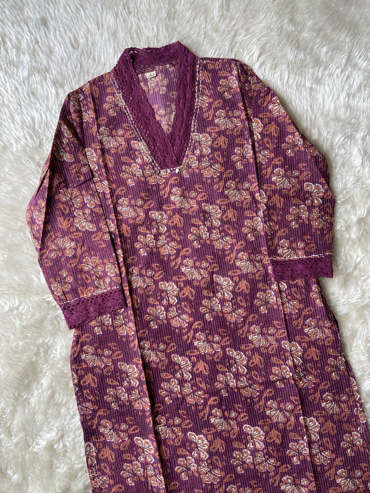 V-Neck Lace Details Kurti