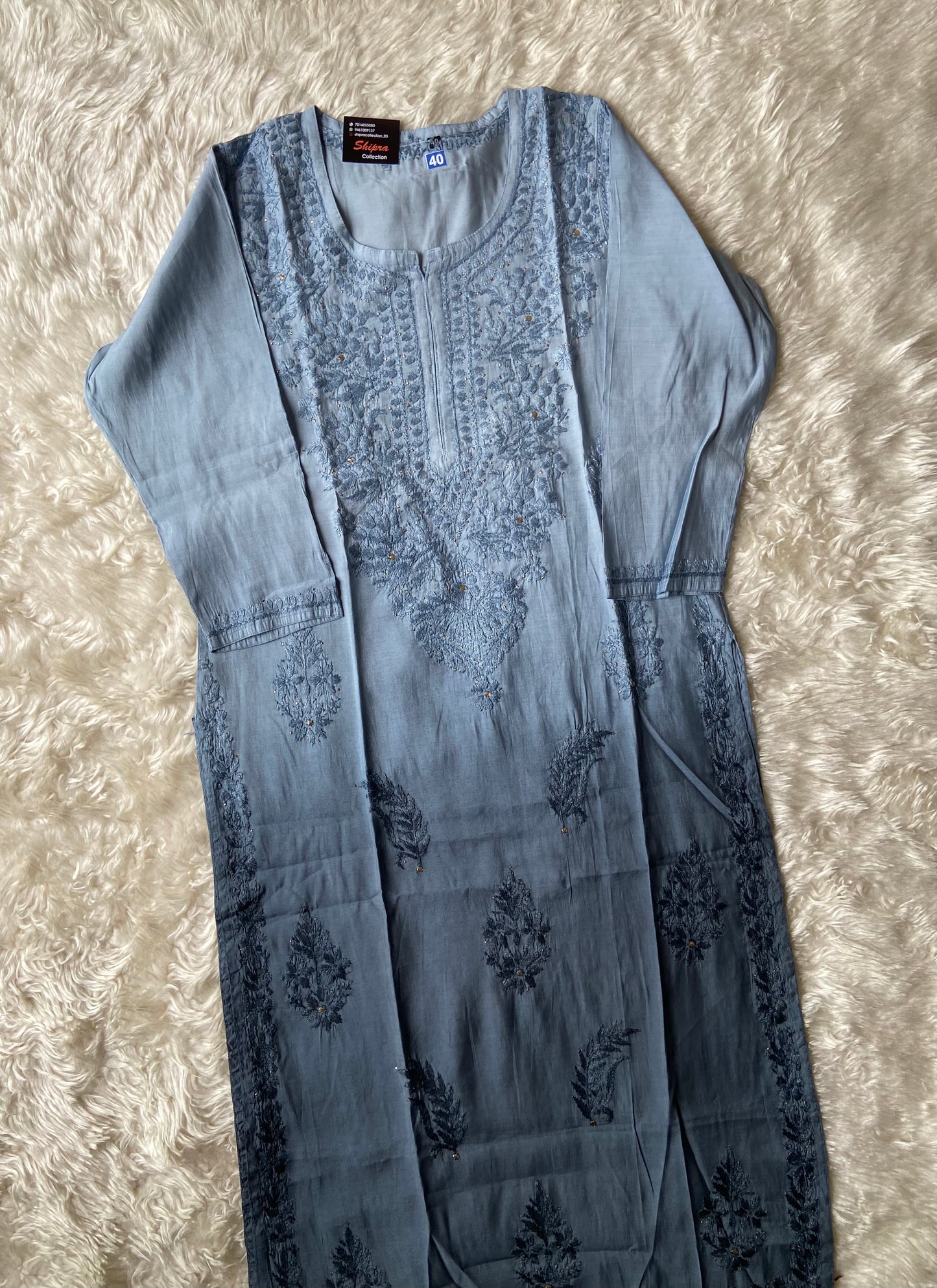 Premium Muslin Silk Chikankari kurti