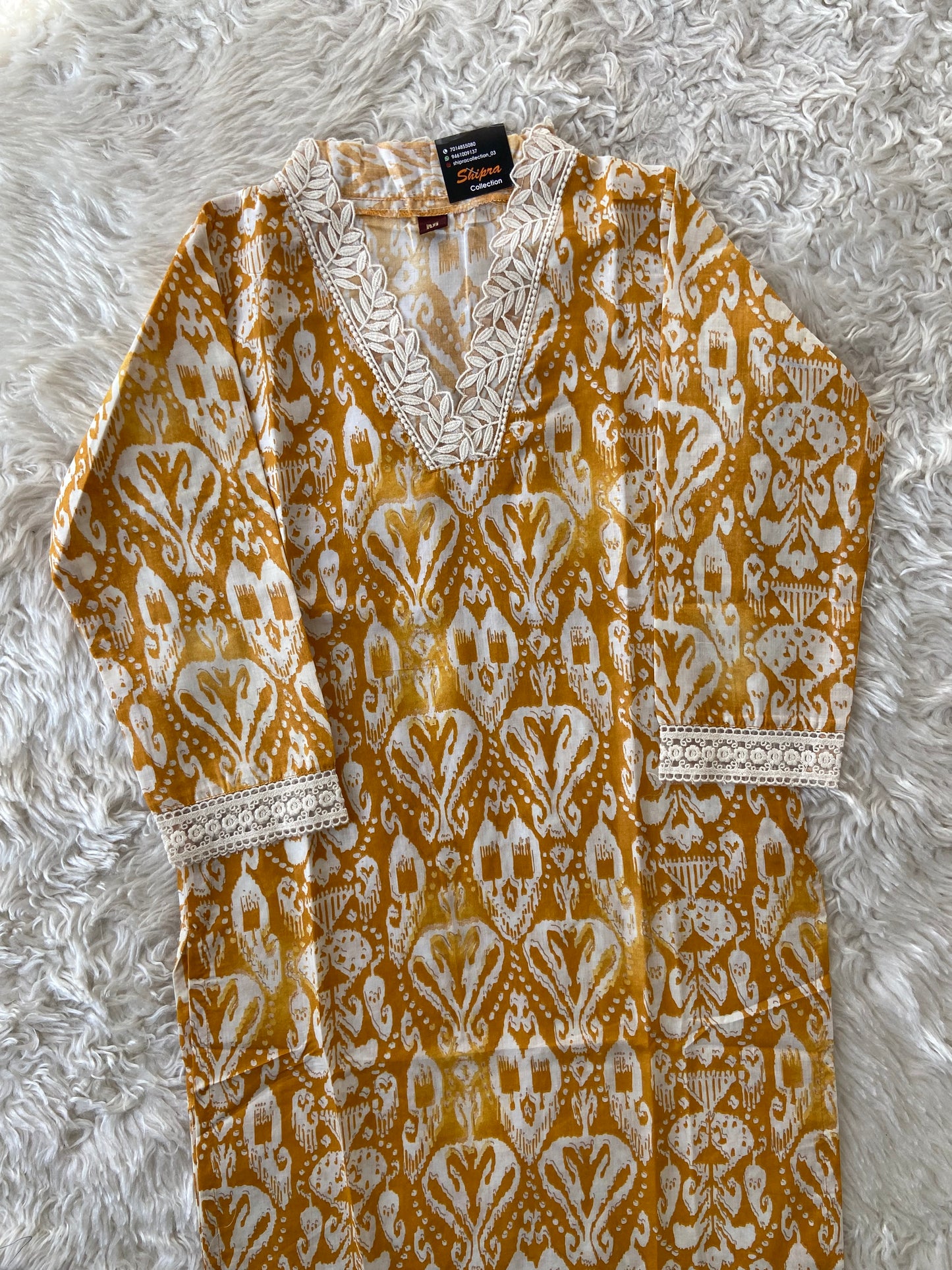 Lace Details Kurti Pant Dupatta Set