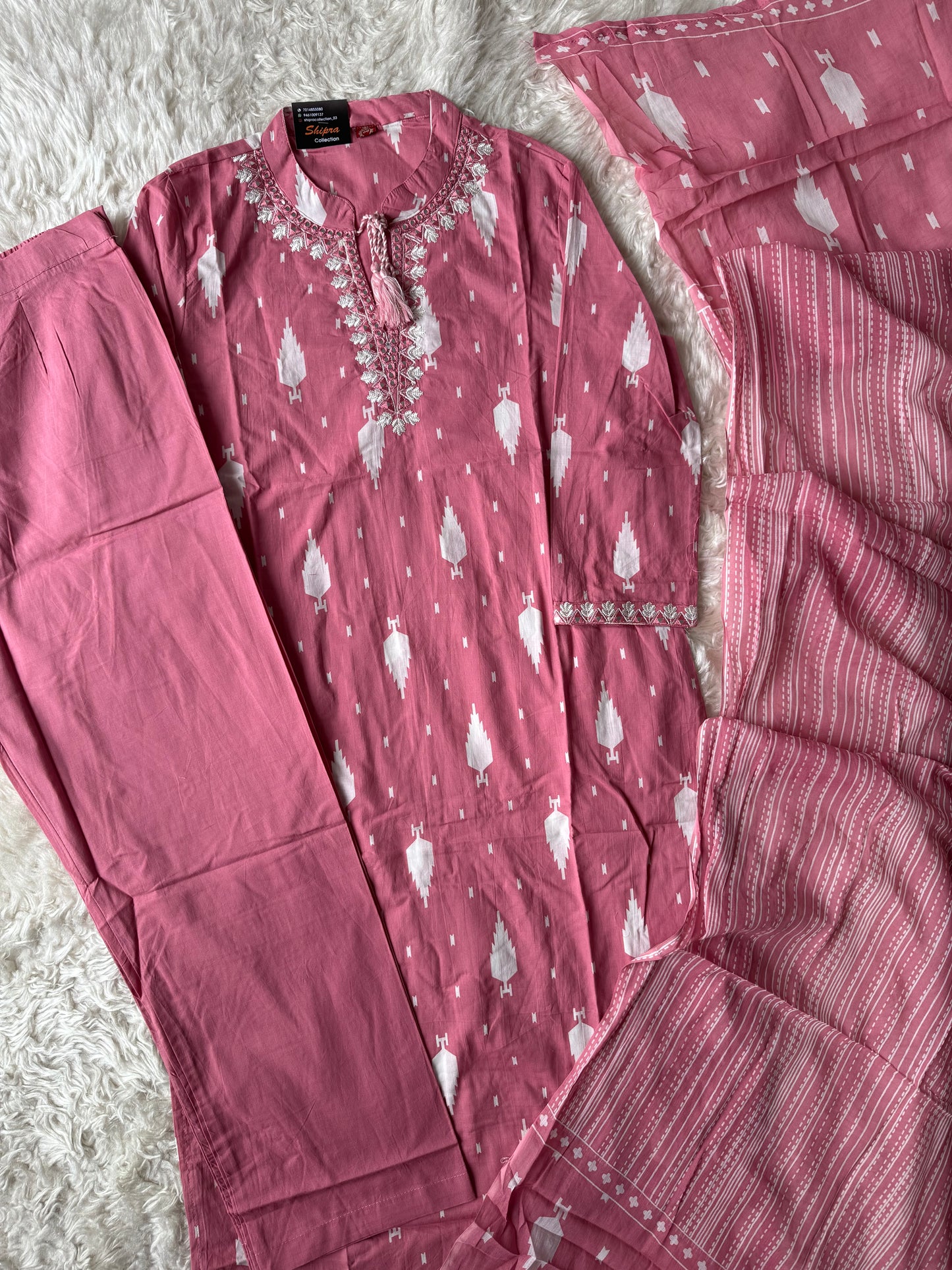 Pure Cotton Kurti Pant Dupatta Set