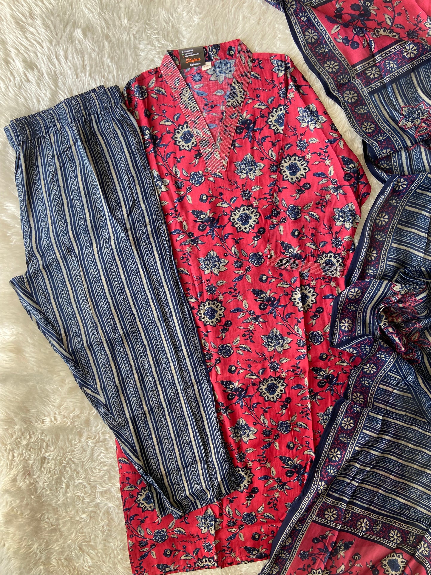 Pure Muslin Silk Kurti Pant Dupatta Set