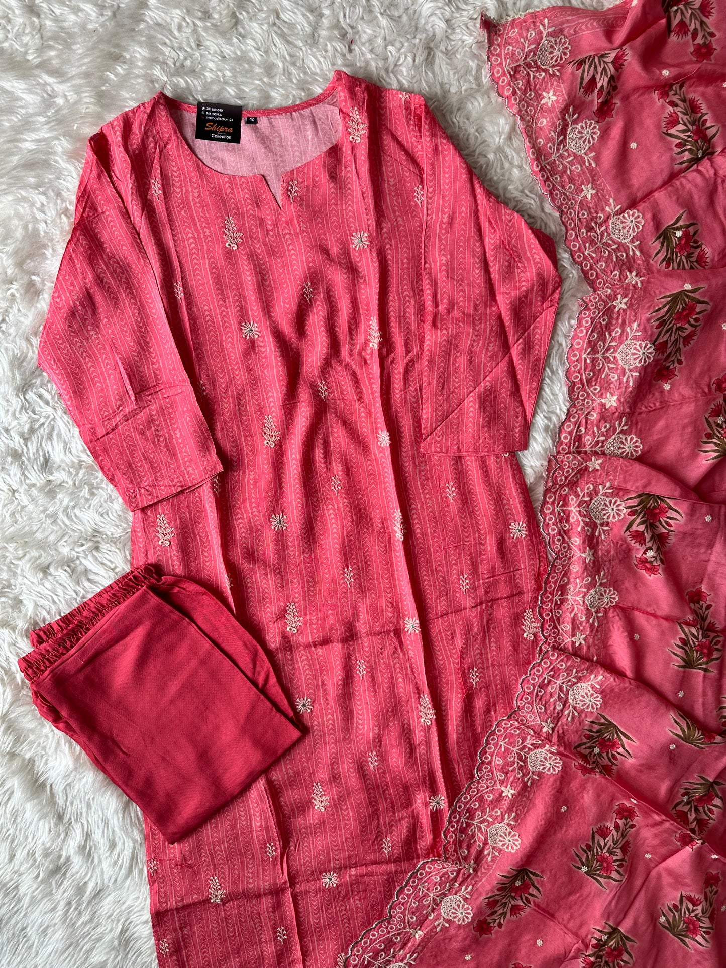 Butter Silk Kurti Pant Dupatta Set