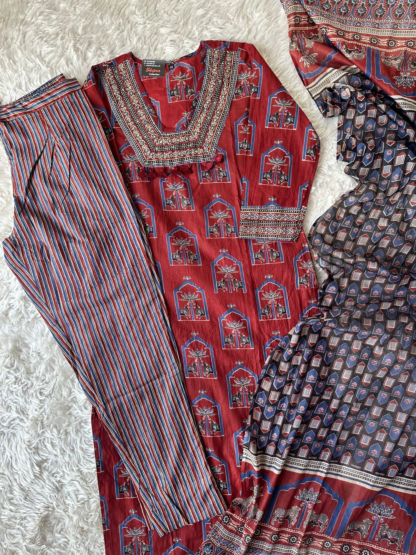 Pure Cotton Kurti Pant Dupatta Set
