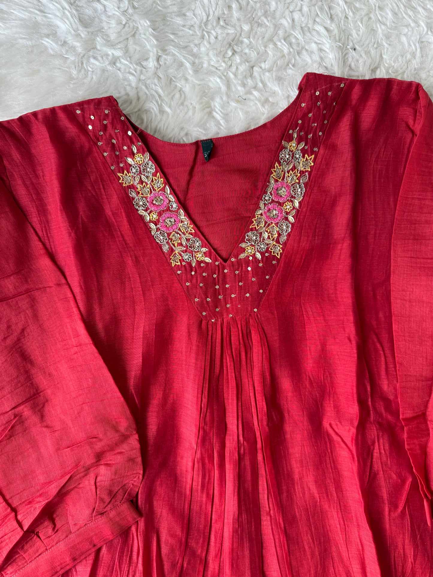 Plus Size Mul Chanderi Kurti Pant Dupatta Set