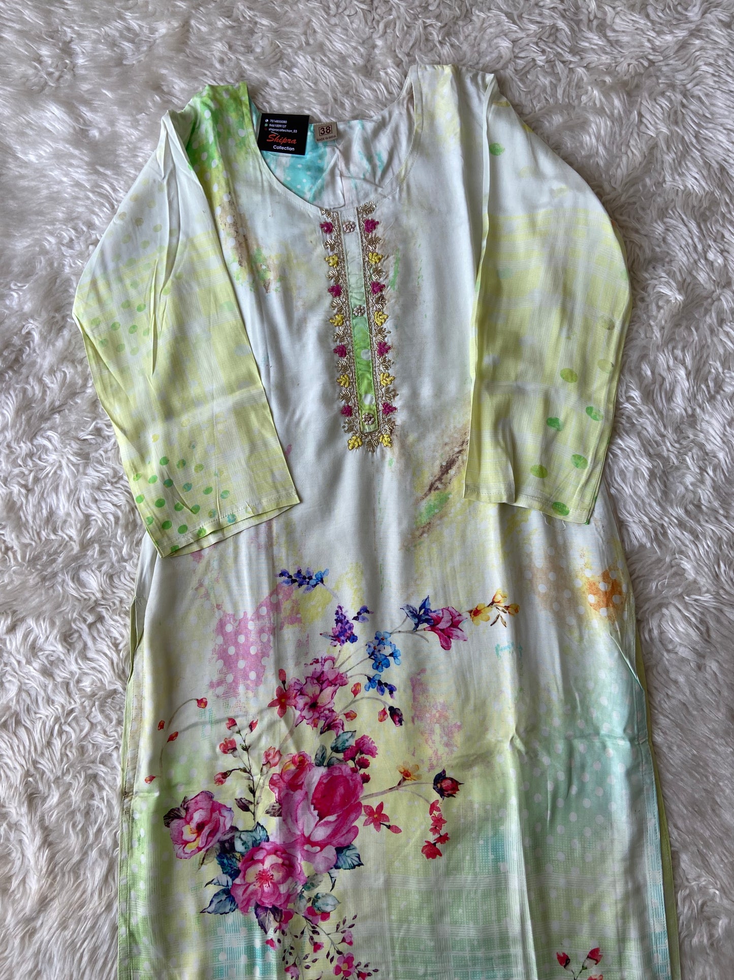 Pure Muslin Silk Kurti Pant Dupatta Set