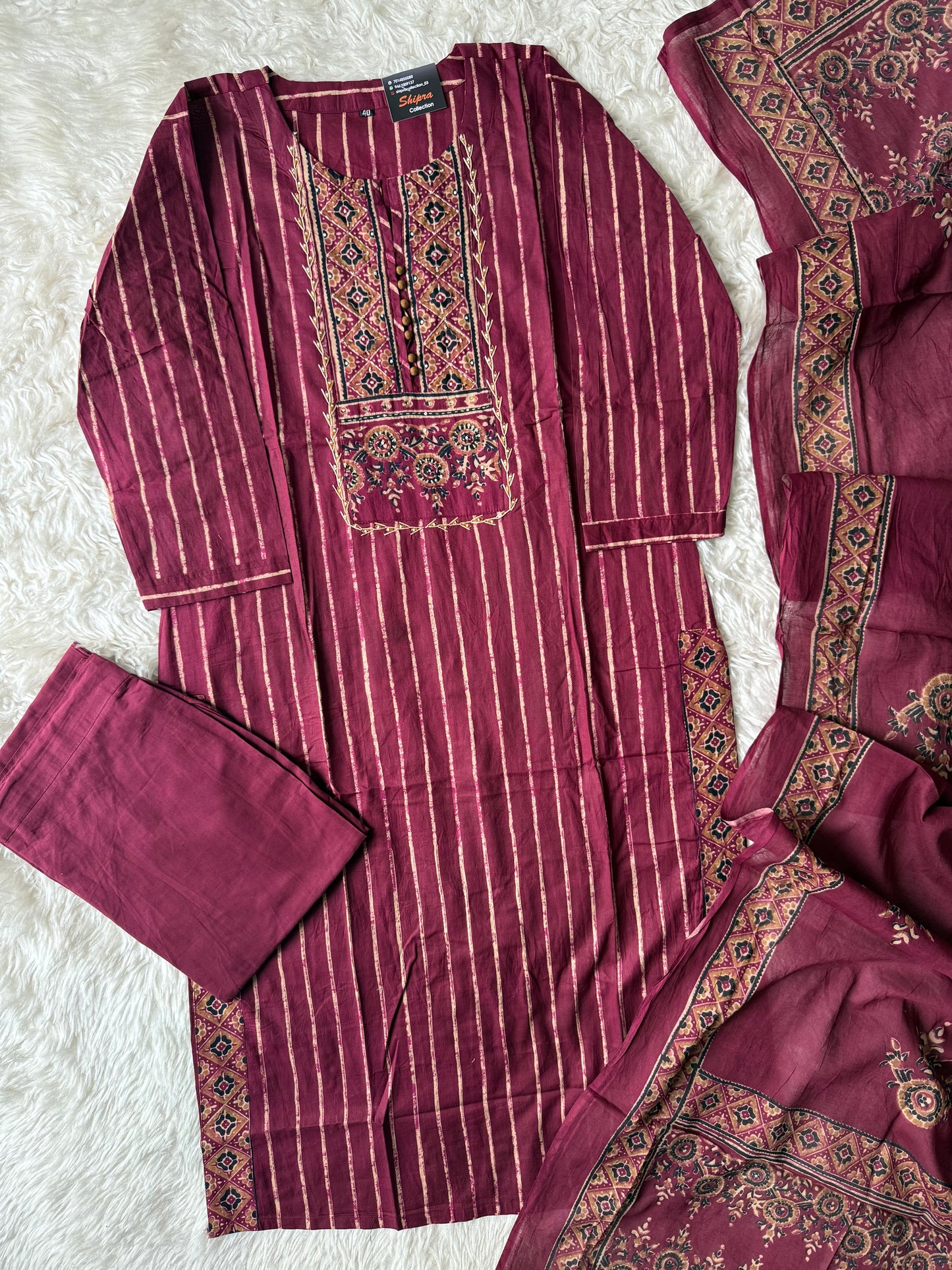 Premium Cotton Kurti Pant Dupatta Set