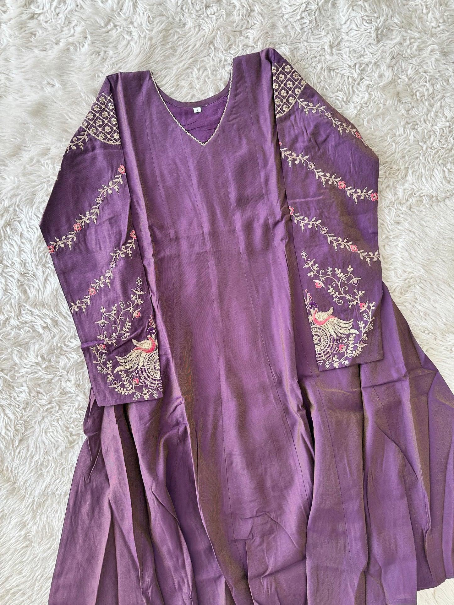 Pure Muslin Silk Flare Kurti Pant Dupatta Set