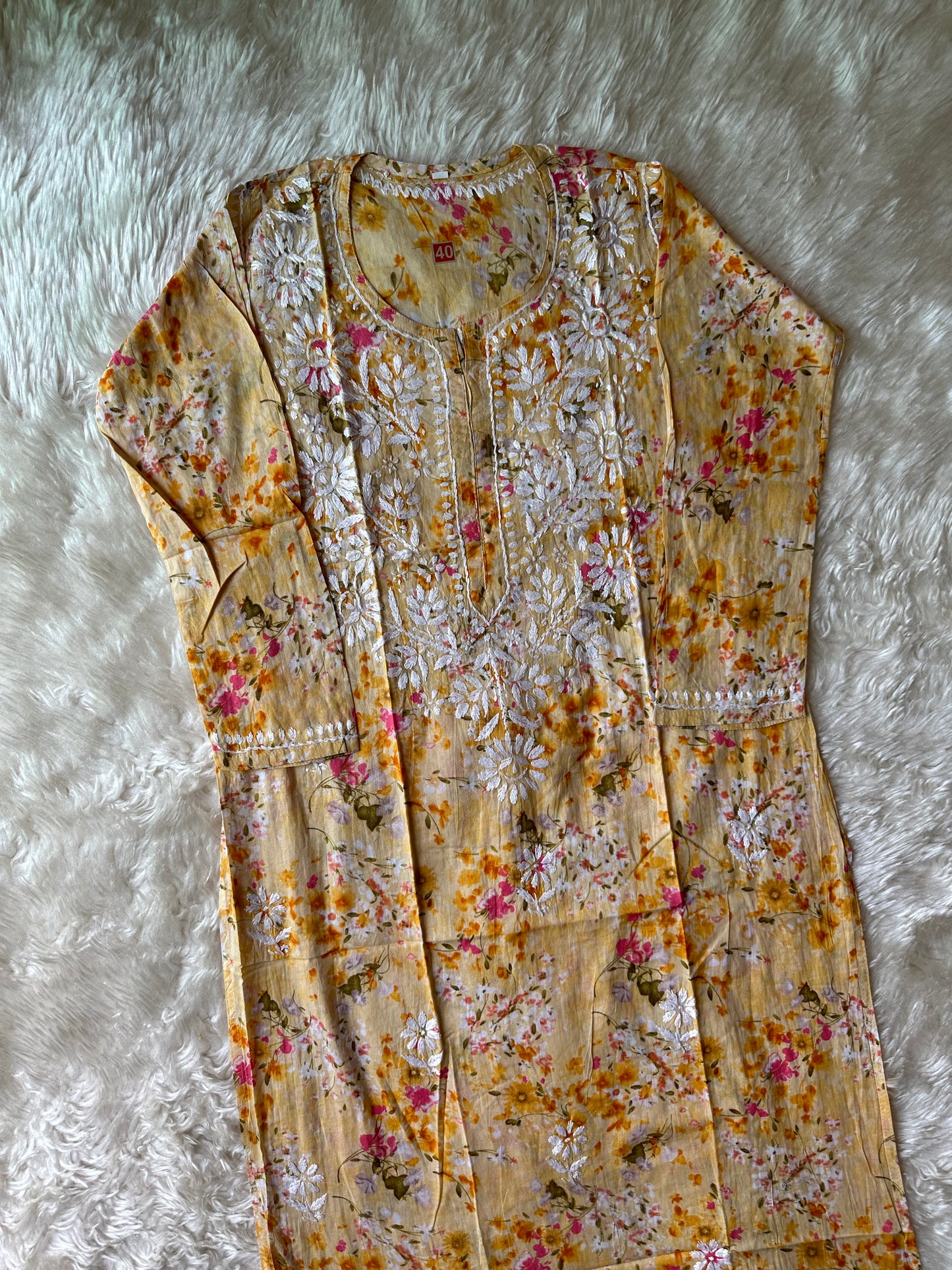 Mul Cotton Chikankari kurti