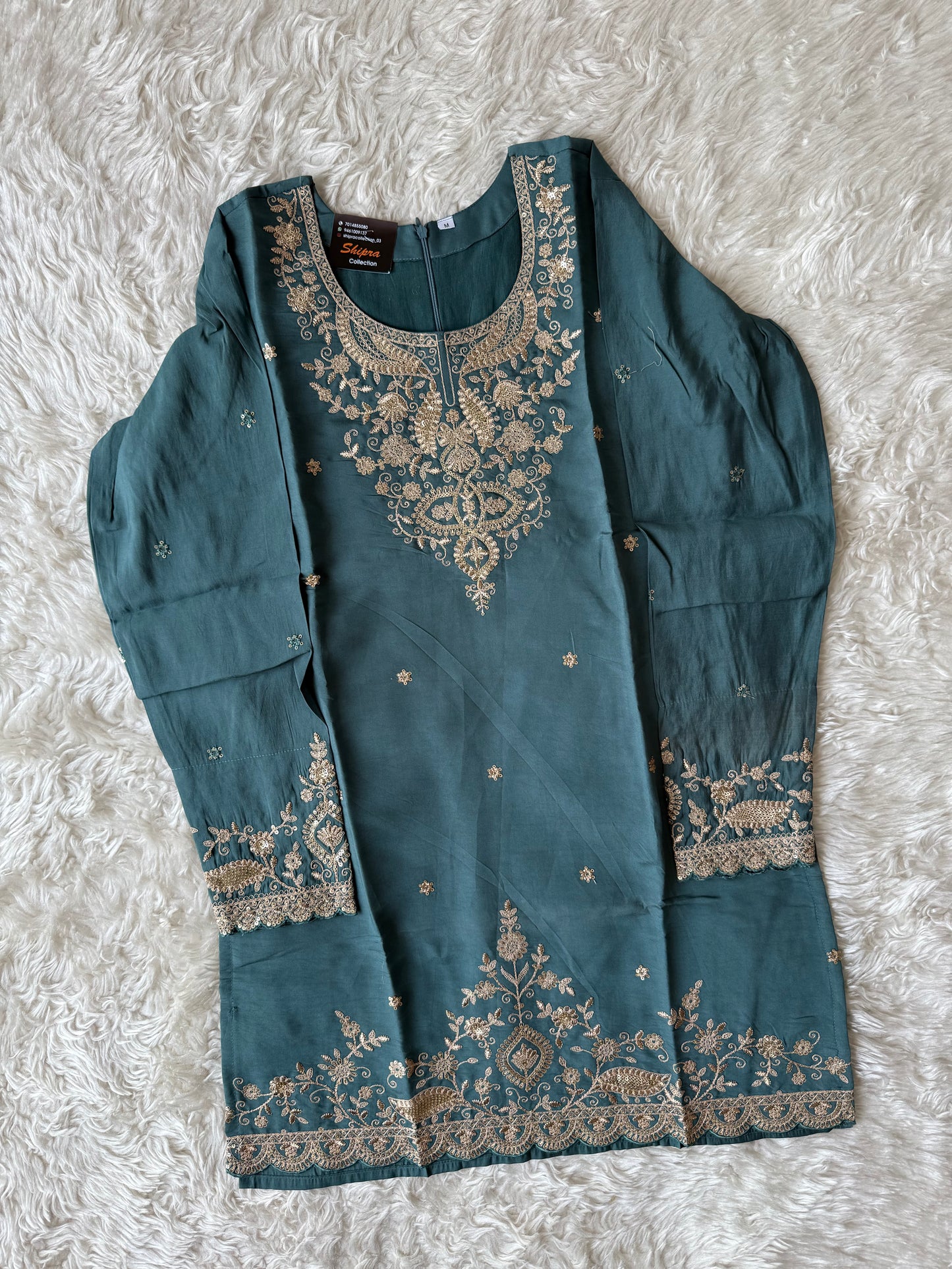 Muslin Silk Kurti Sharara Dupatta Set