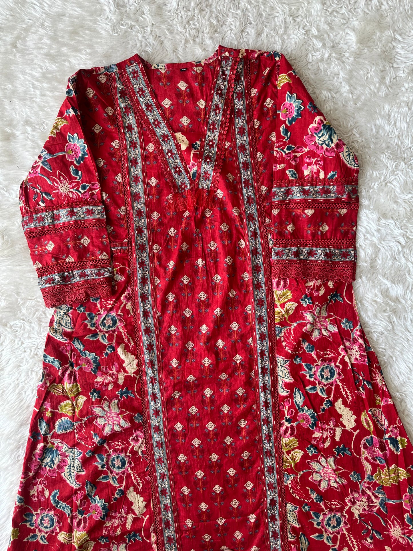 Cotton FLARE Kurti Pant Dupatta Set