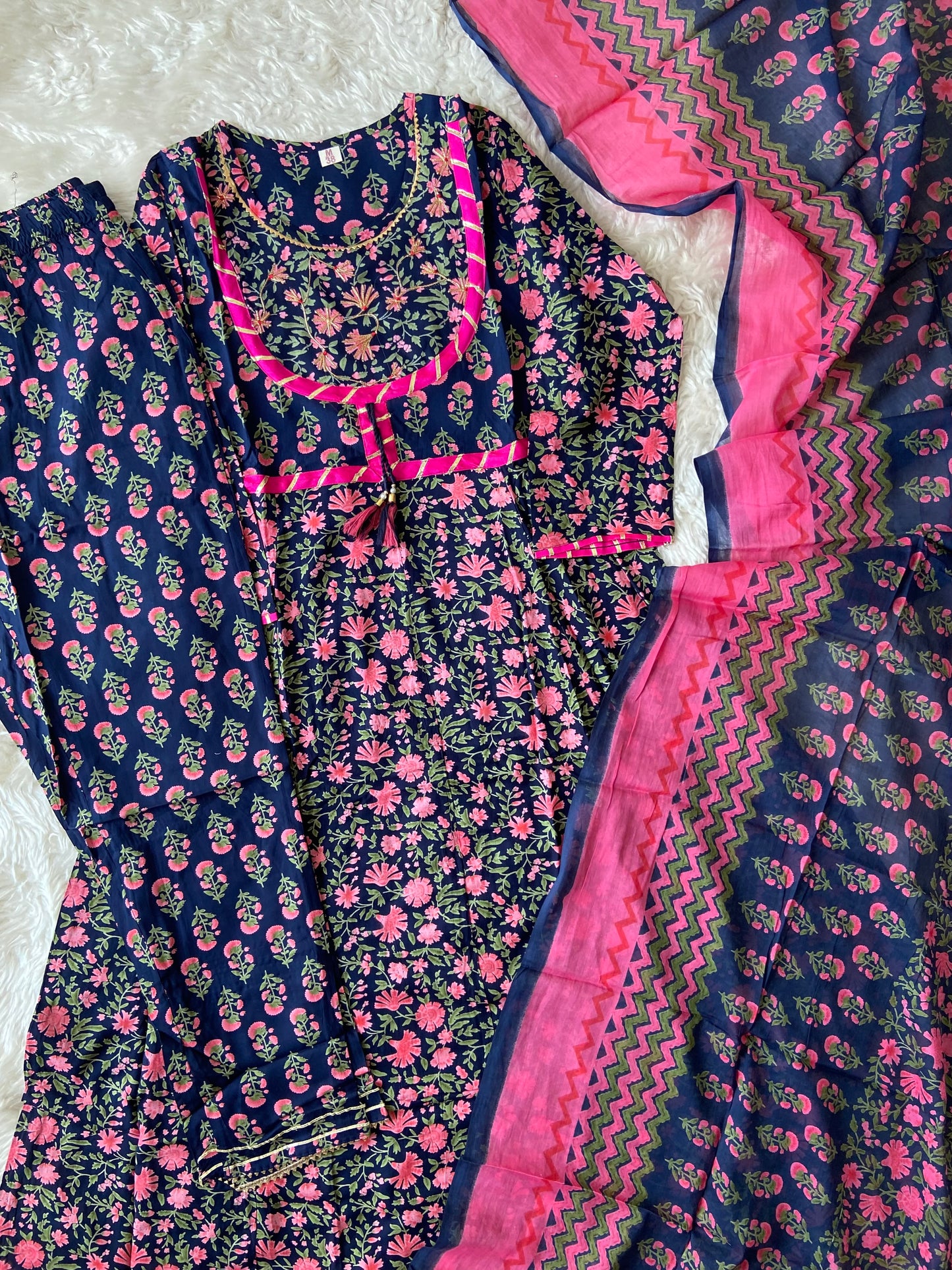 Rayon Kurti Pant Dupatta Set