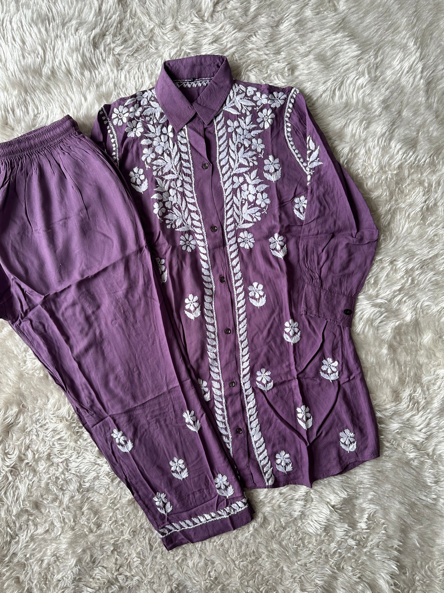 Heavy Rayon Chikankari Co-ord Set